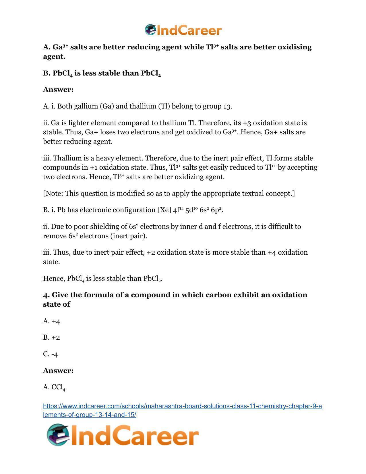 Maharashtra Board Solutions Class 11-Chemistry: Chapter 9- Elements of Group 13, 14 and 15 - Page 5