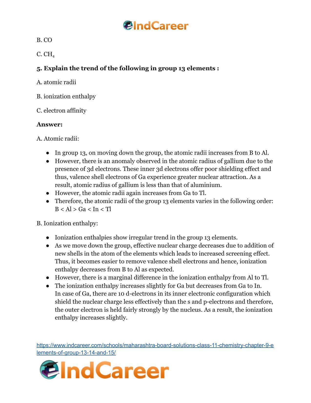 Maharashtra Board Solutions Class 11-Chemistry: Chapter 9- Elements of Group 13, 14 and 15 - Page 6