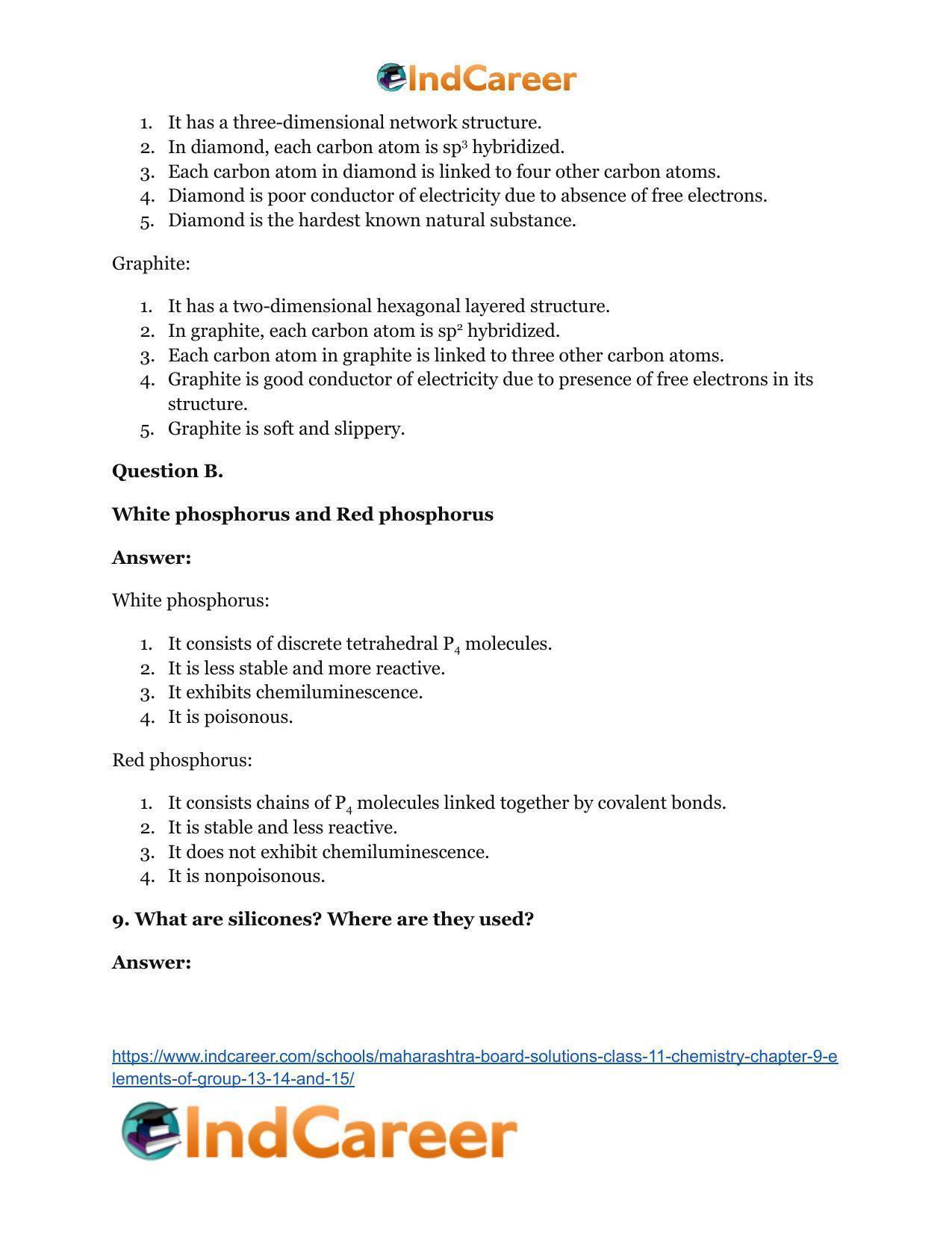 Maharashtra Board Solutions Class 11-Chemistry: Chapter 9- Elements of Group 13, 14 and 15 - Page 9