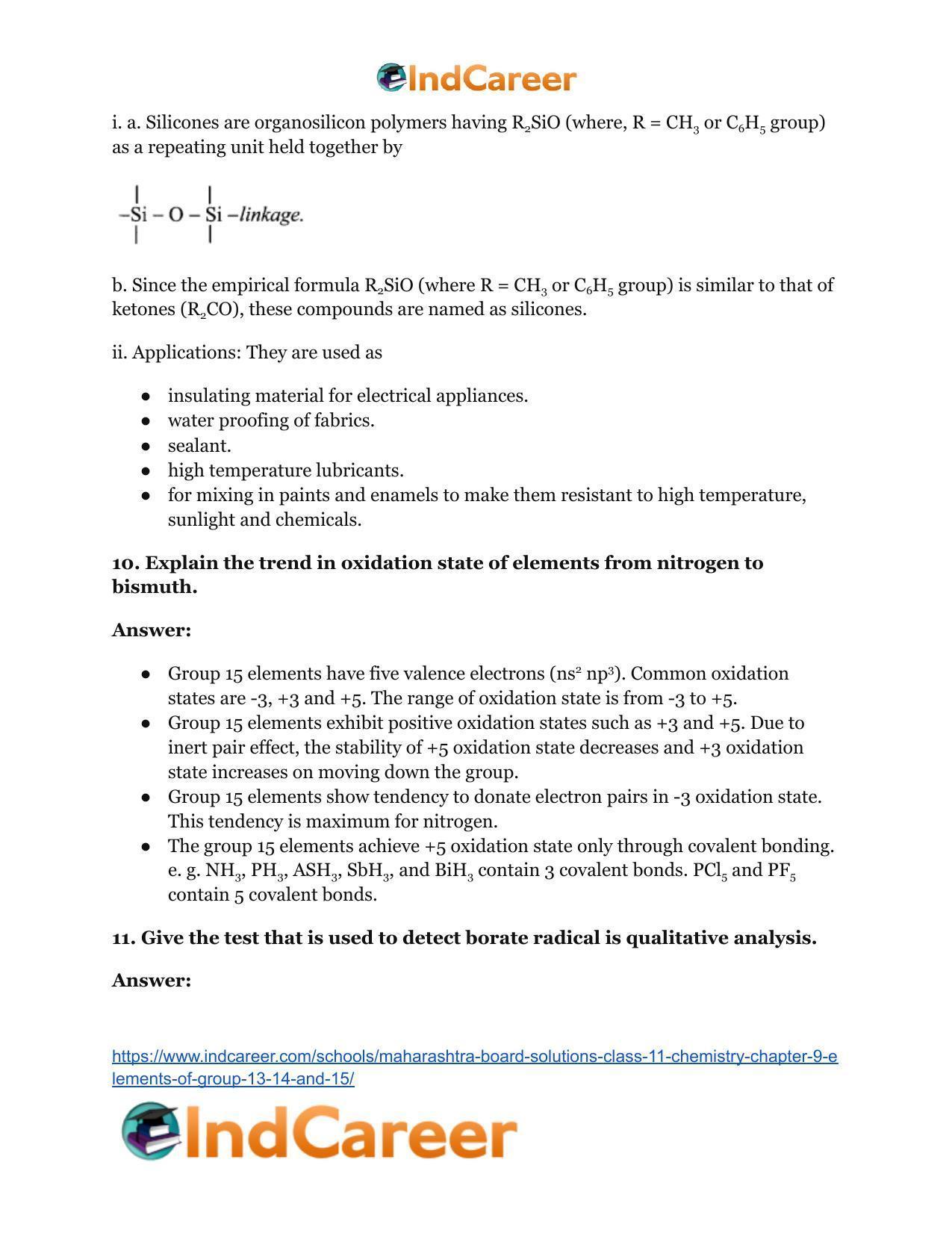 Maharashtra Board Solutions Class 11-Chemistry: Chapter 9- Elements of Group 13, 14 and 15 - Page 10