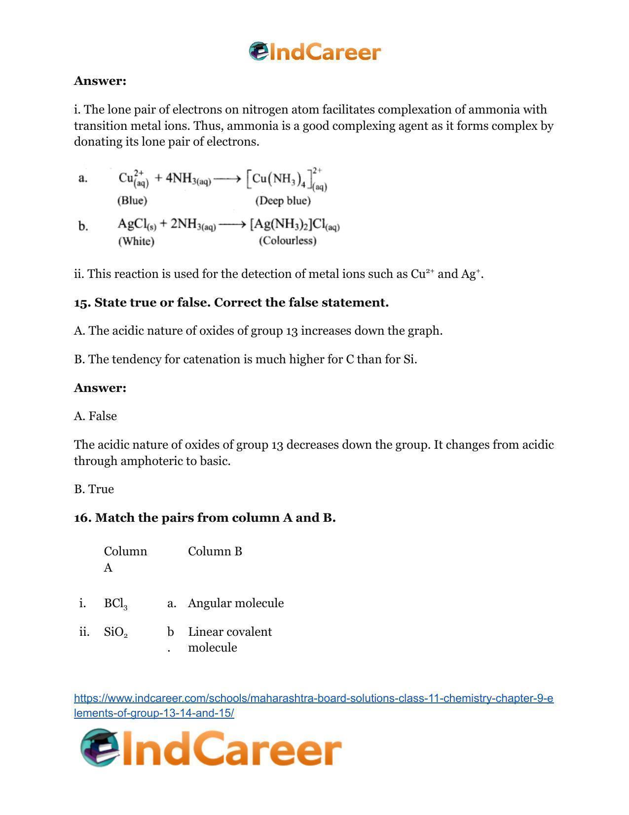 Maharashtra Board Solutions Class 11-Chemistry: Chapter 9- Elements of Group 13, 14 and 15 - Page 13