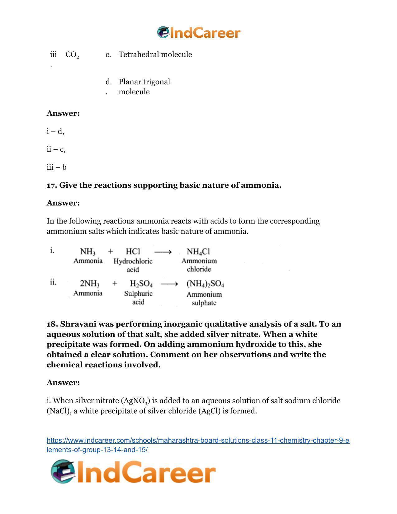 Maharashtra Board Solutions Class 11-Chemistry: Chapter 9- Elements of Group 13, 14 and 15 - Page 14