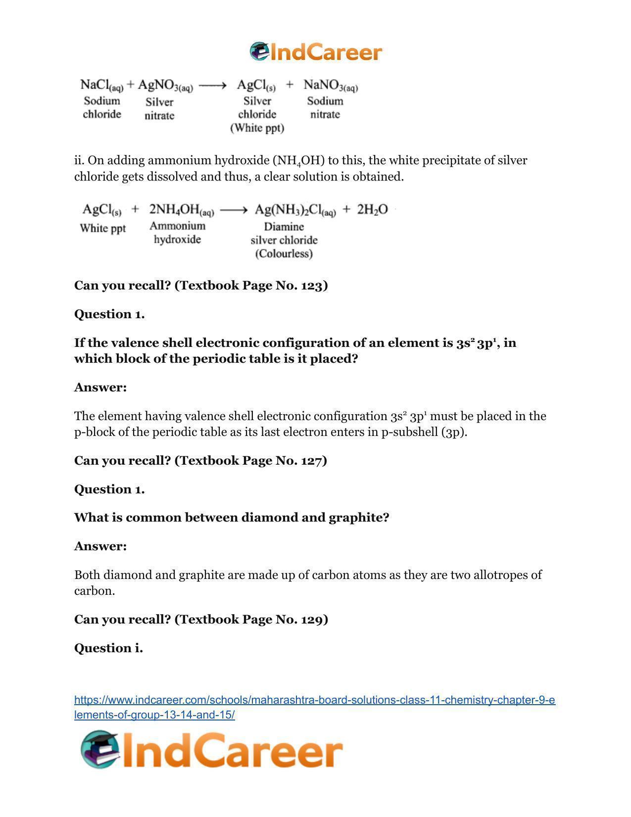 Maharashtra Board Solutions Class 11-Chemistry: Chapter 9- Elements of Group 13, 14 and 15 - Page 15