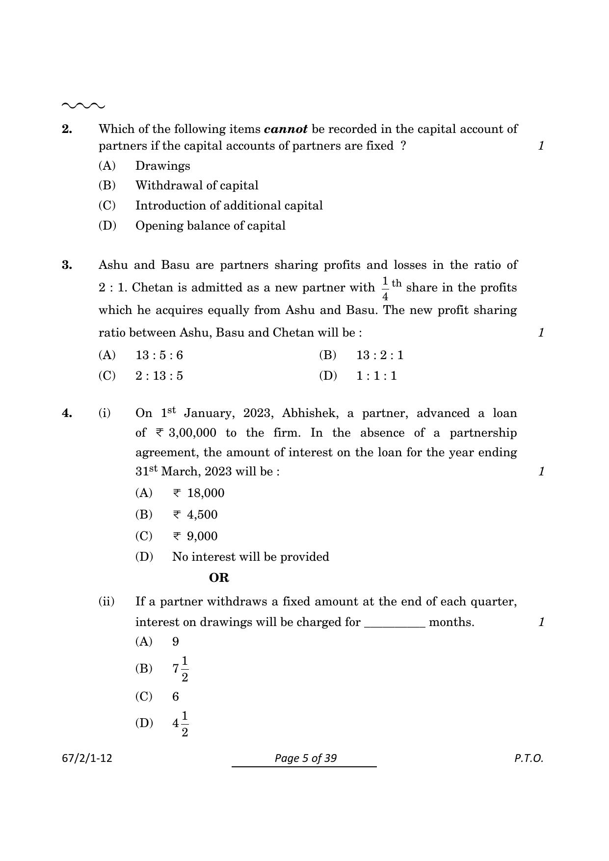 CBSE Class 12 67-2-1 Accountancy 2024 Question Paper - Page 5