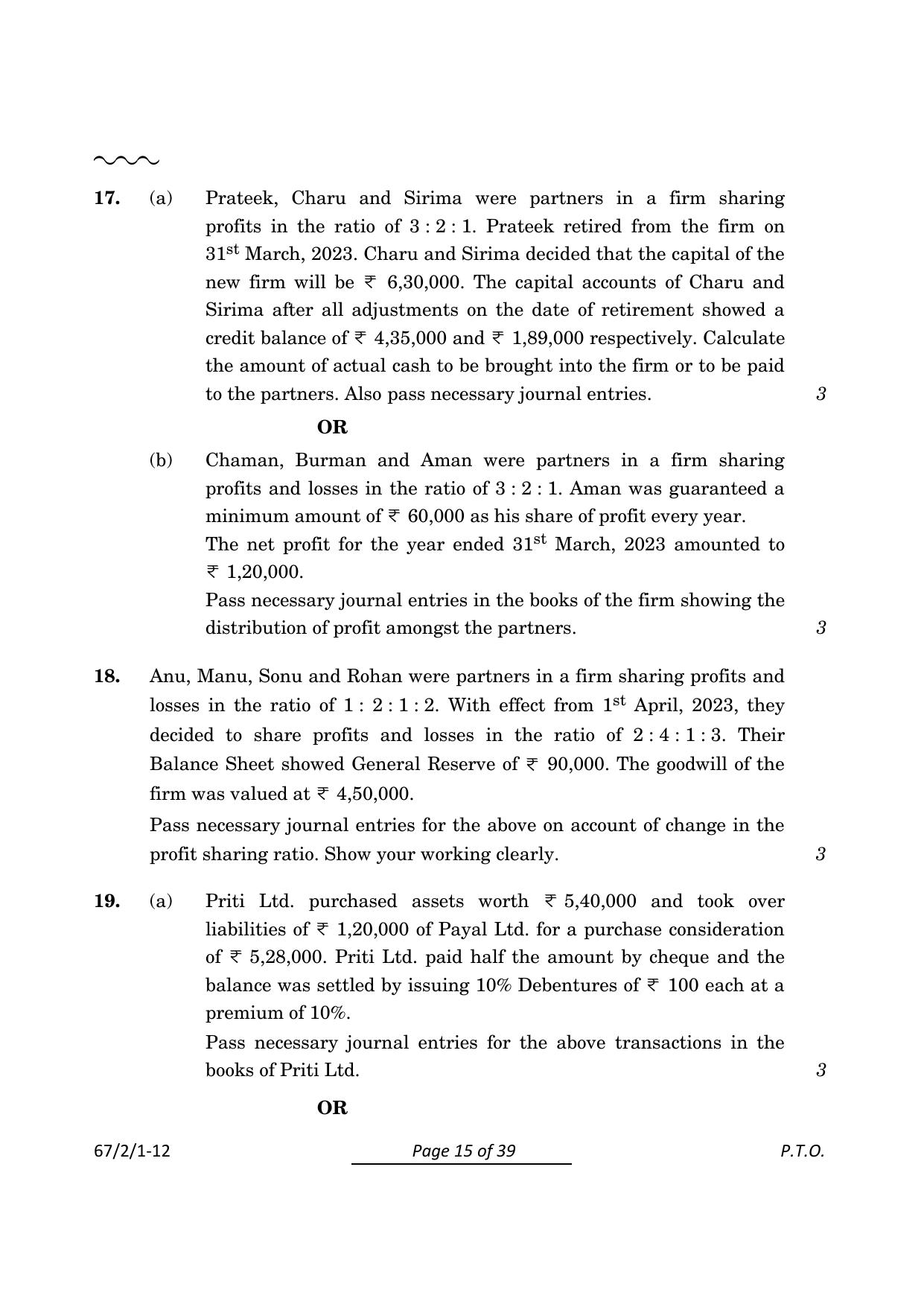 CBSE Class 12 67-2-1 Accountancy 2024 Question Paper - Page 15