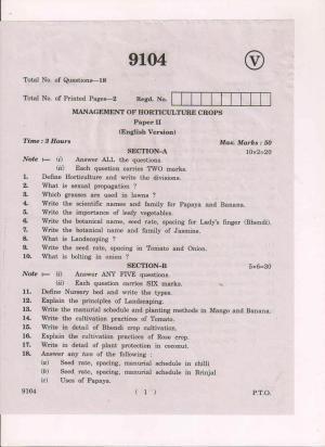 AP Inter 2nd Year  Management of Horticulture Crops-II March-2019-Vocational Question Paper
