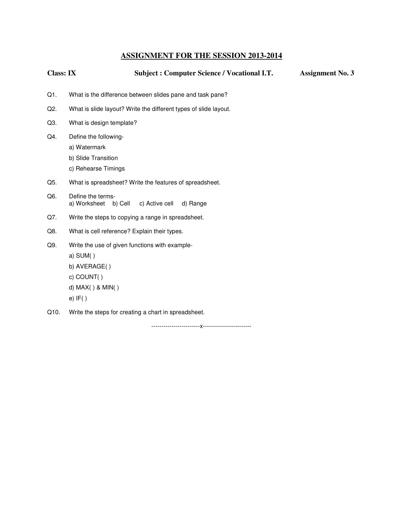 CBSE Worksheets for Class 9 Computer Science Assignment 2 - Page 1