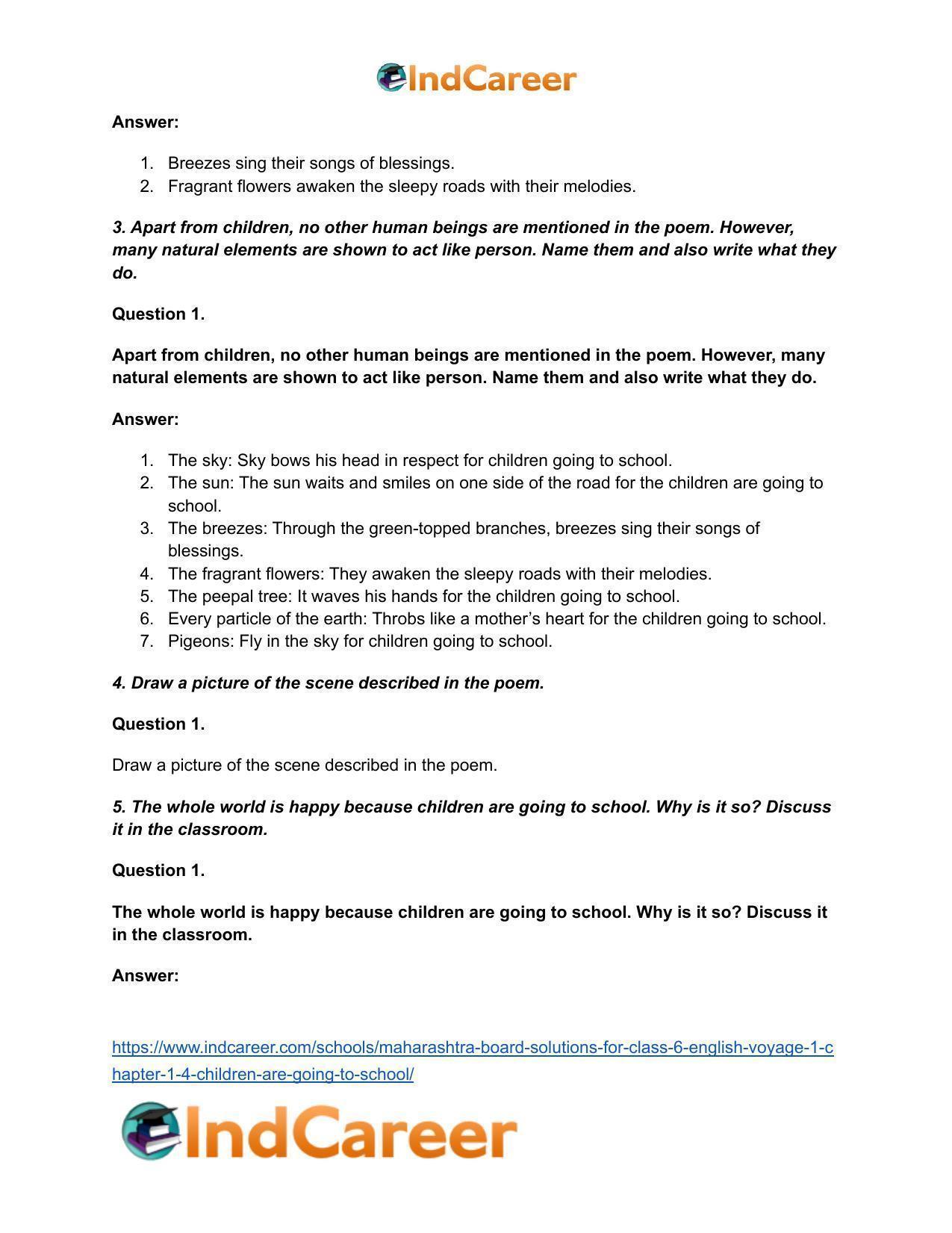 Maharashtra Board Solutions for Class 6- English (Voyage 1): Chapter 1.4- Children are Going to School ... - Page 3