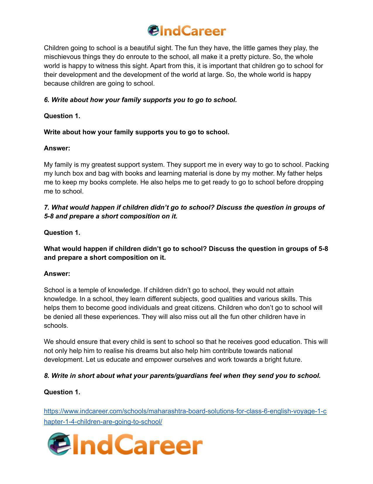 Maharashtra Board Solutions for Class 6- English (Voyage 1): Chapter 1.4- Children are Going to School ... - Page 4