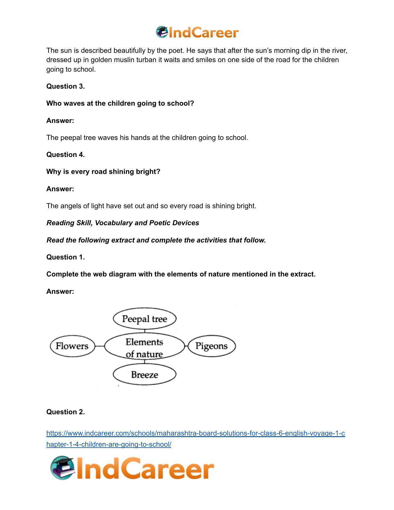 Maharashtra Board Solutions for Class 6- English (Voyage 1): Chapter 1.4- Children are Going to School ... - Page 6