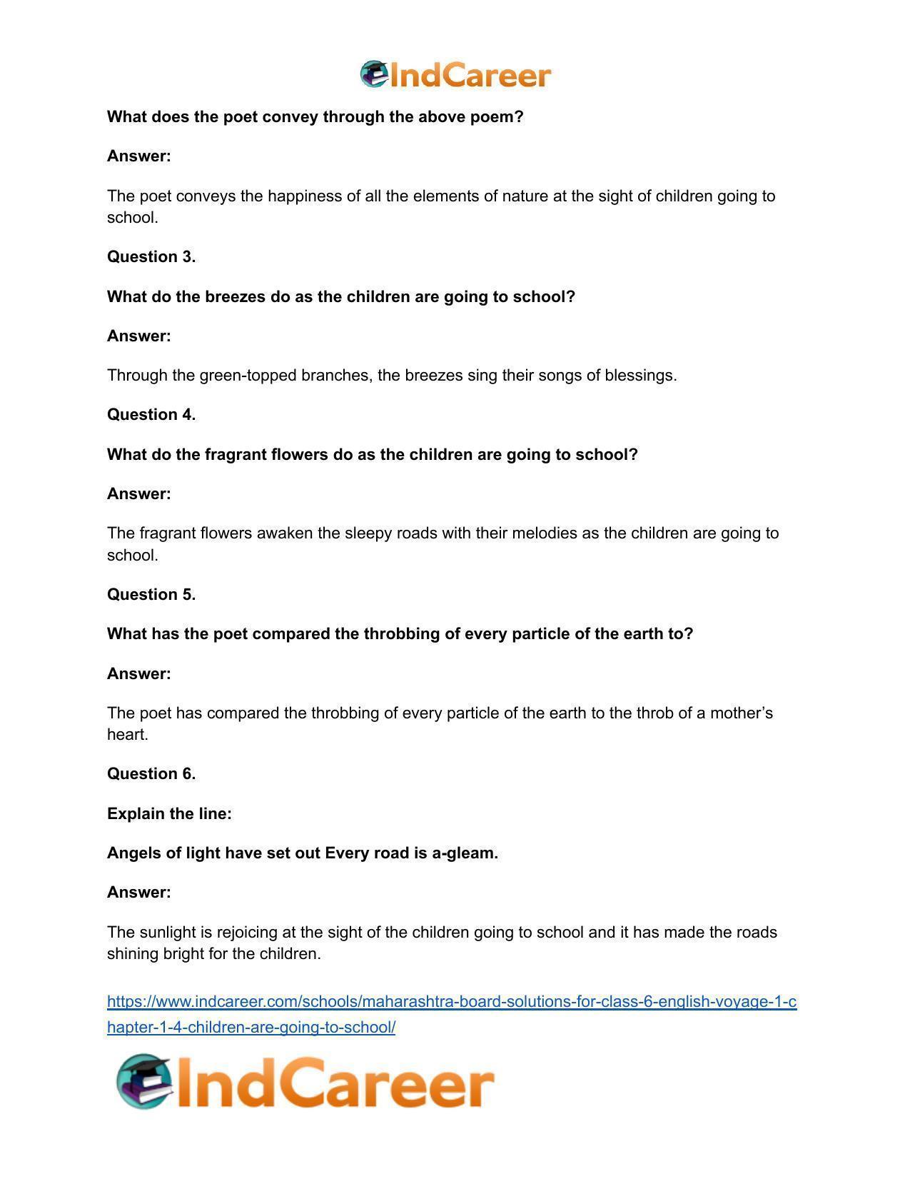Maharashtra Board Solutions for Class 6- English (Voyage 1): Chapter 1.4- Children are Going to School ... - Page 7