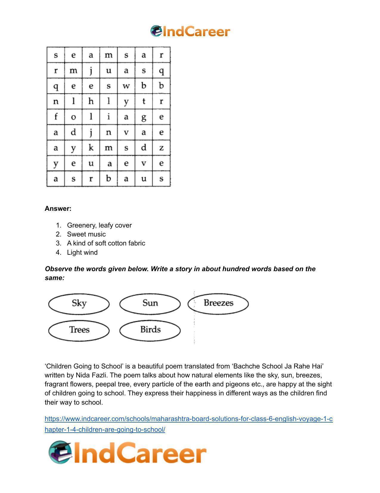 Maharashtra Board Solutions for Class 6- English (Voyage 1): Chapter 1.4- Children are Going to School ... - Page 9