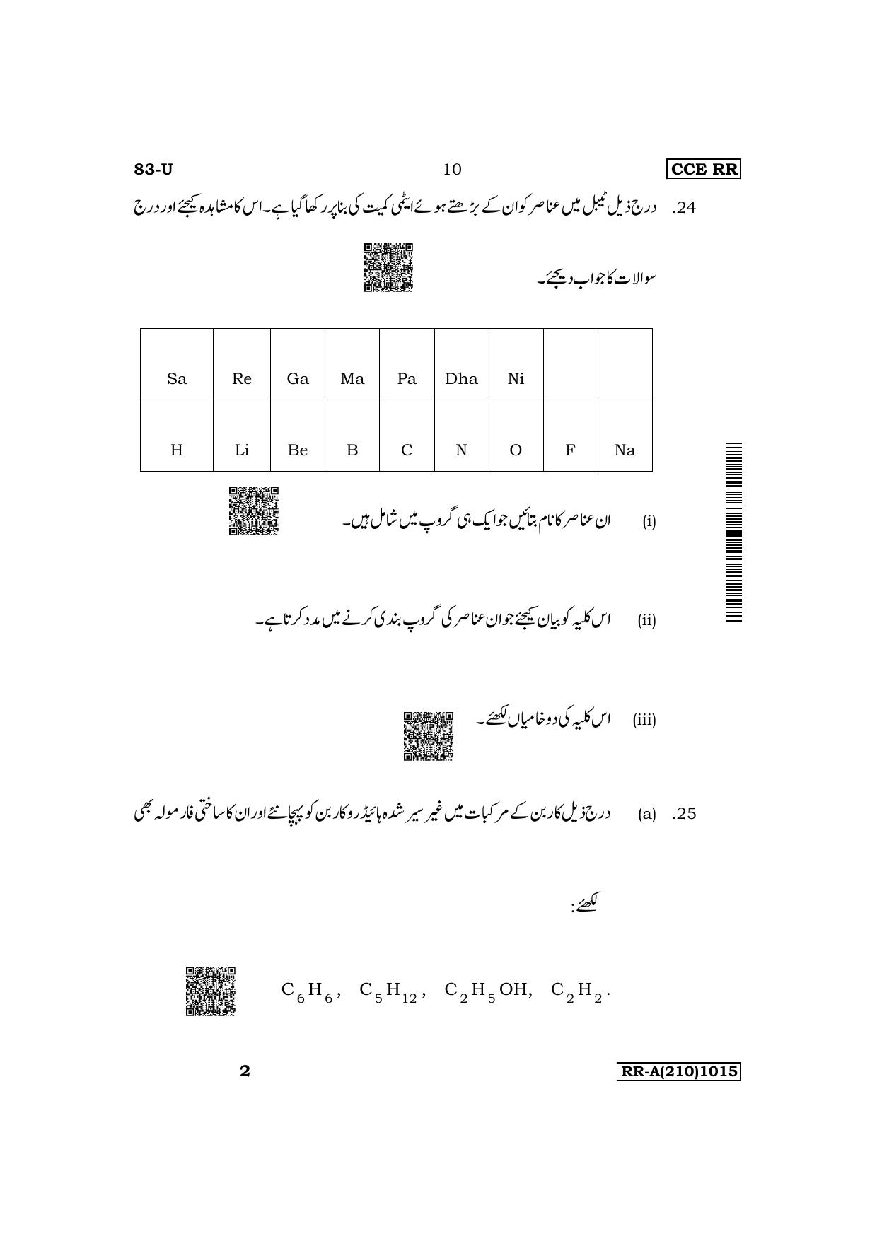 Karnataka SSLC Science (Urdu Medium) Supplementary Exam Question Paper 2023 (A Version) - Page 10