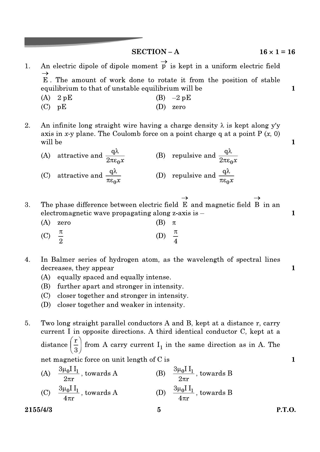 CBSE Class 12 55-4-3 Physics 2024 Question Paper - Page 5