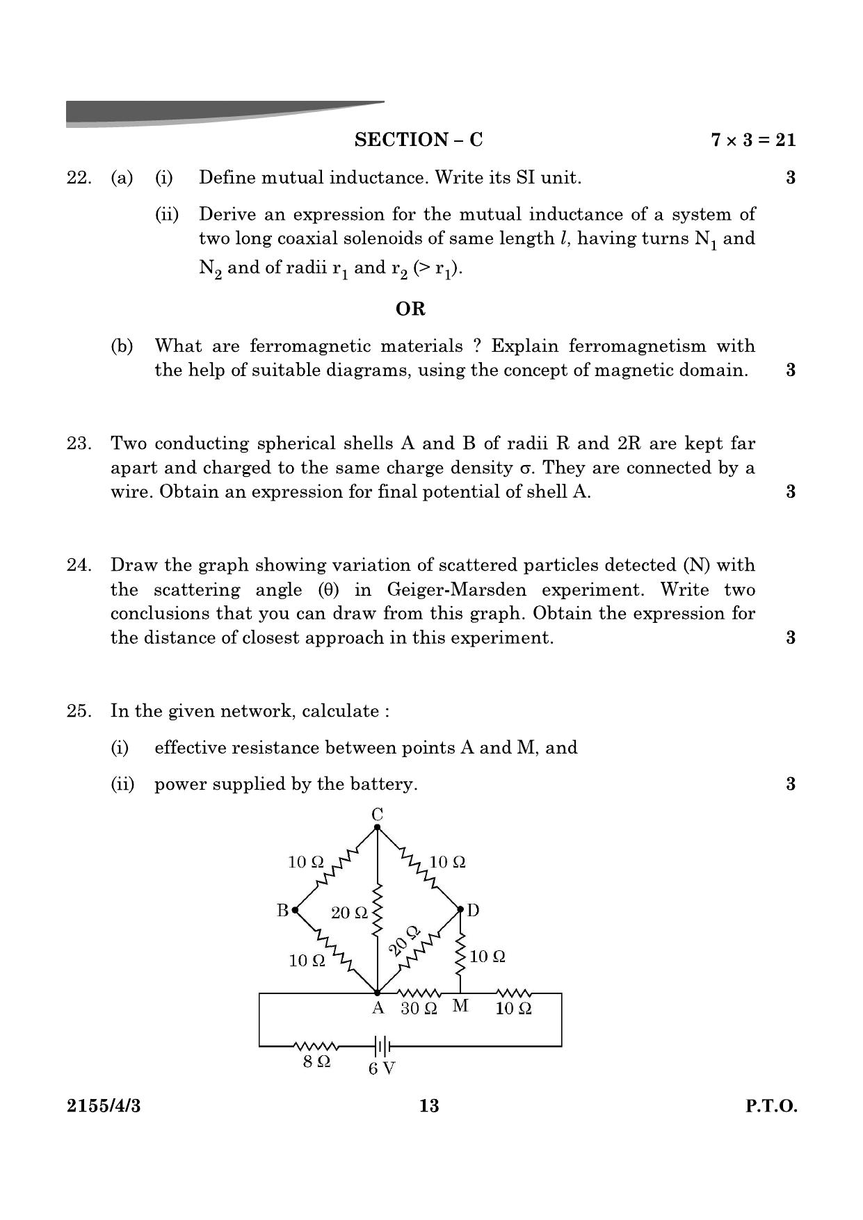 CBSE Class 12 55-4-3 Physics 2024 Question Paper - Page 13