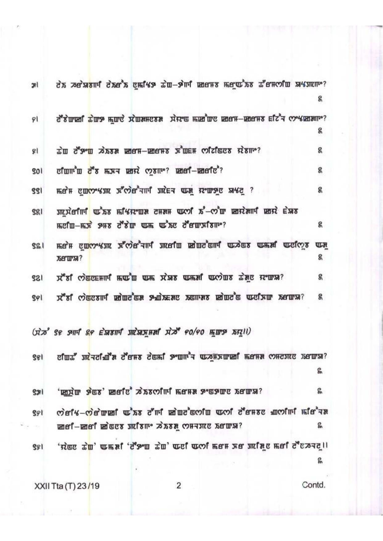 COHSEM Class 12 Thang-Ta 2019 Question Papers - Page 2