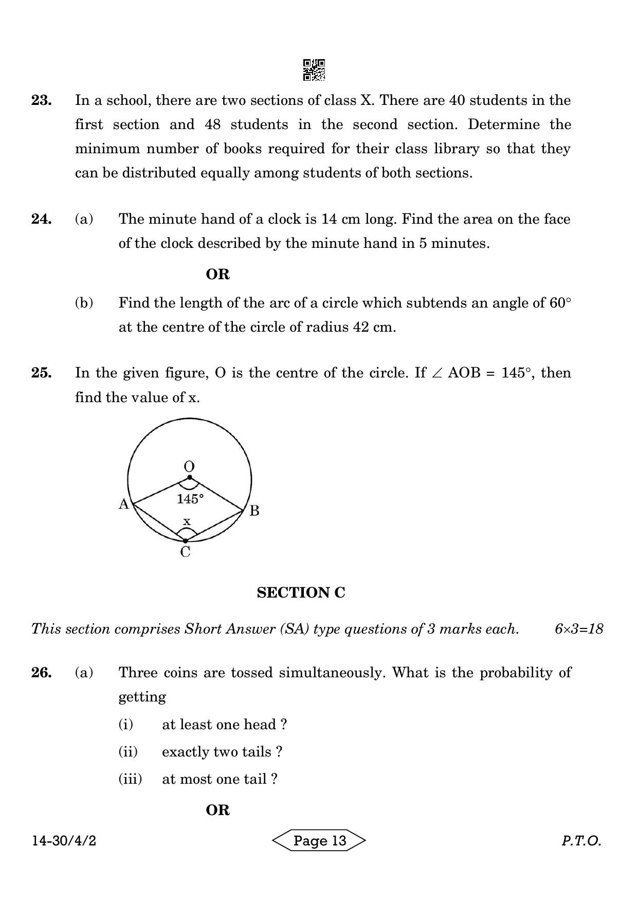 CBSE Class 10 30-4-2 Mathematics Standard 2024 Question Paper - Page 13