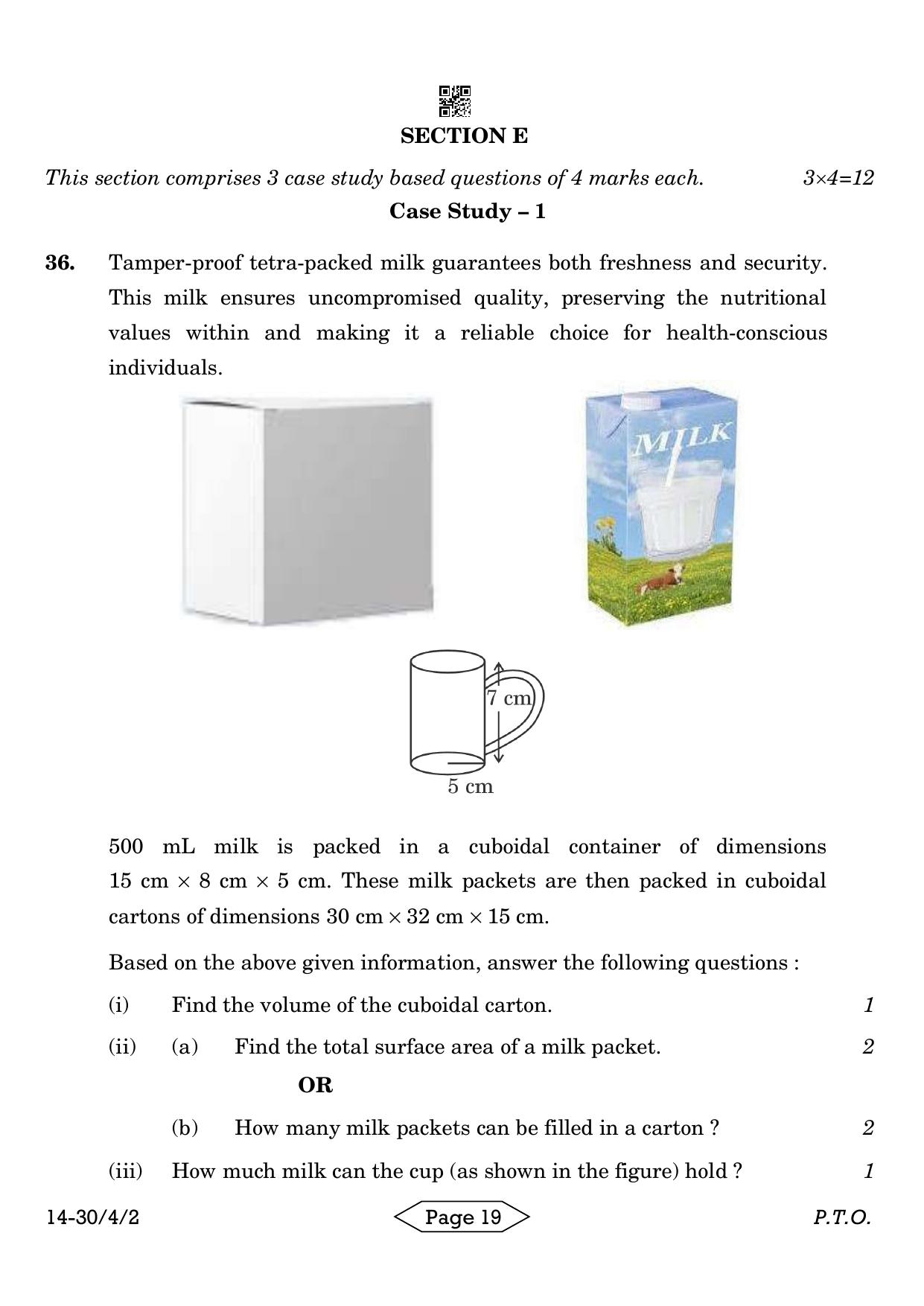 CBSE Class 10 30-4-2 Mathematics Standard 2024 Question Paper - Page 19
