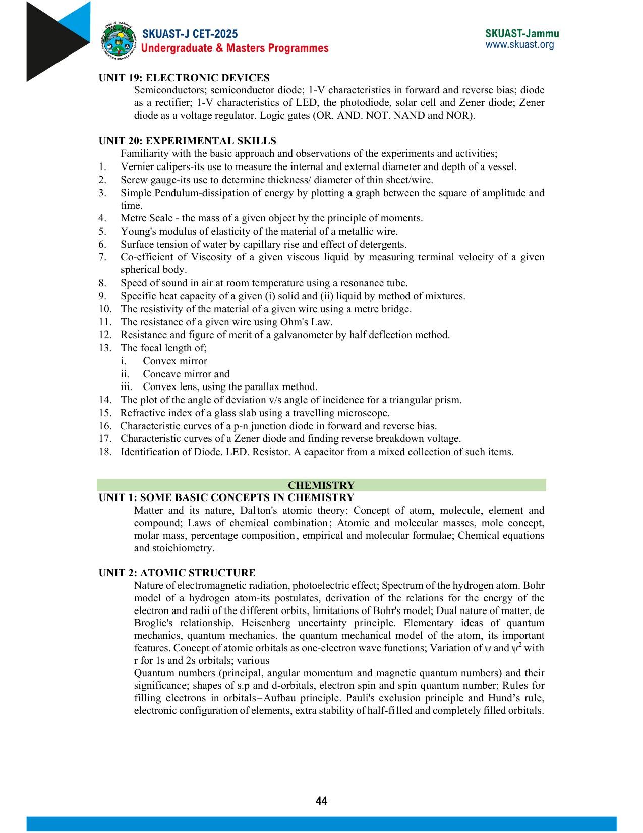 SKUAST Jammu CET Syllabus 2025 - Page 4