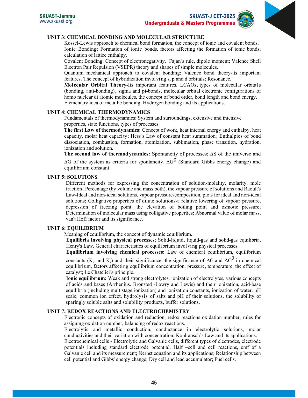 SKUAST Jammu CET Syllabus 2025 - Page 5