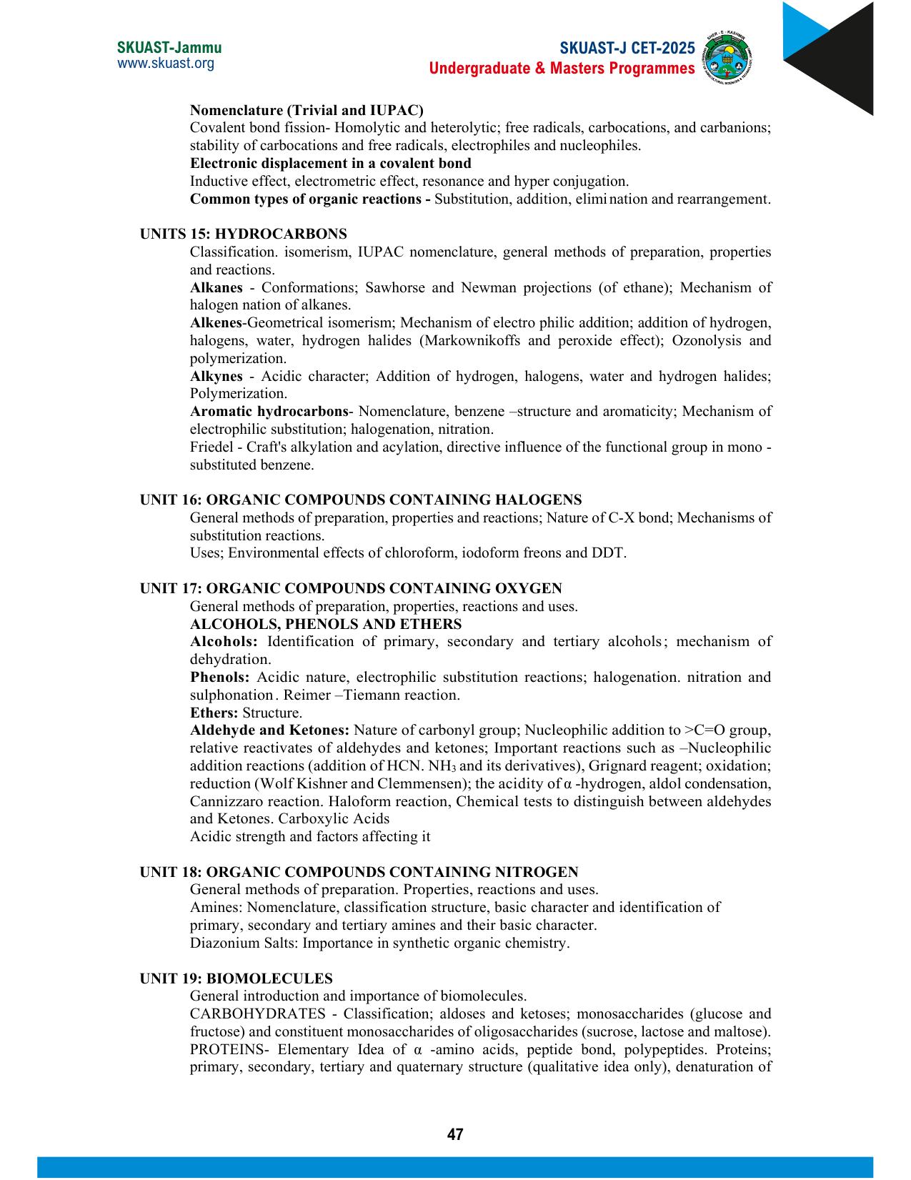 SKUAST Jammu CET Syllabus 2025 - Page 7