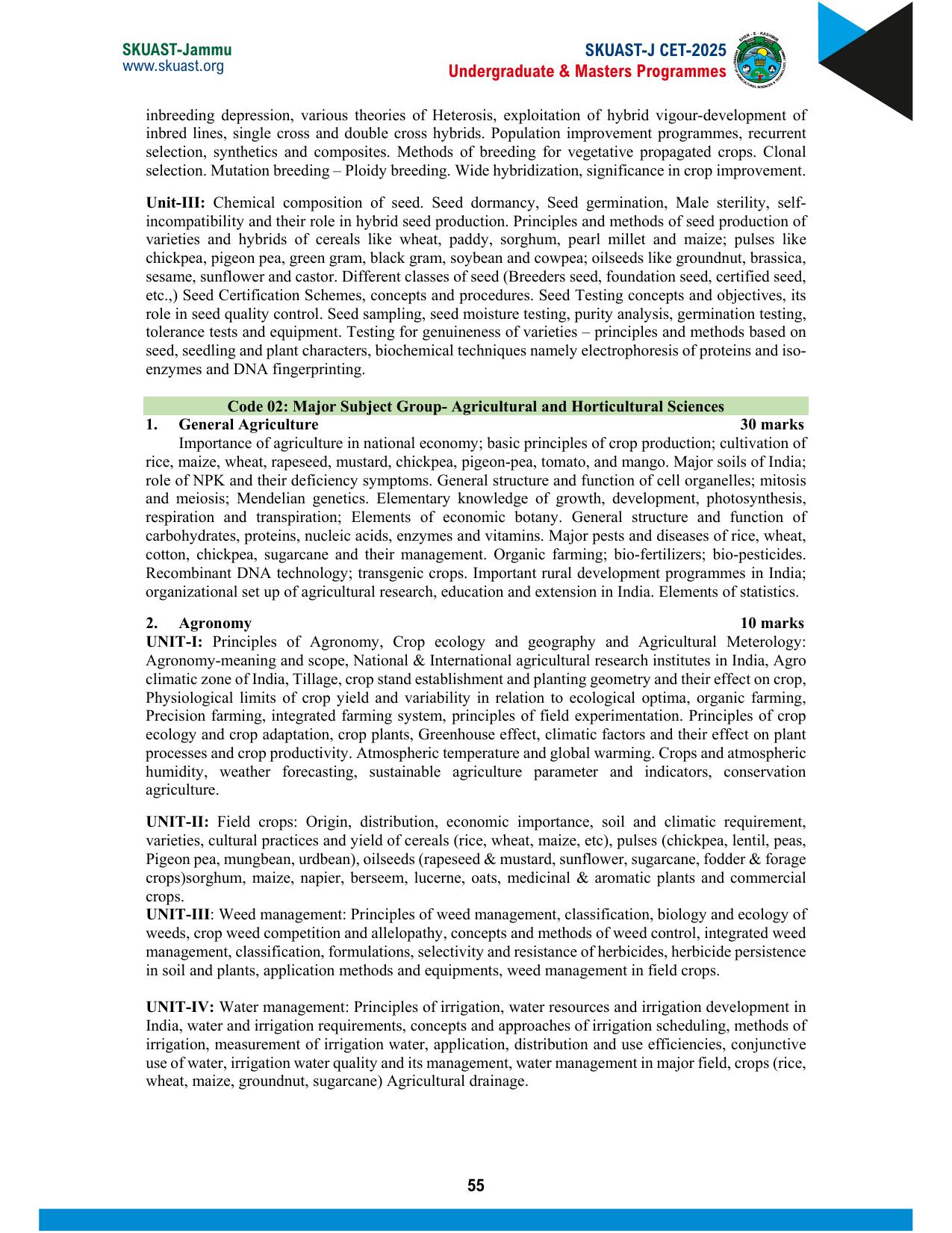 SKUAST Jammu CET Syllabus 2025 - Page 15