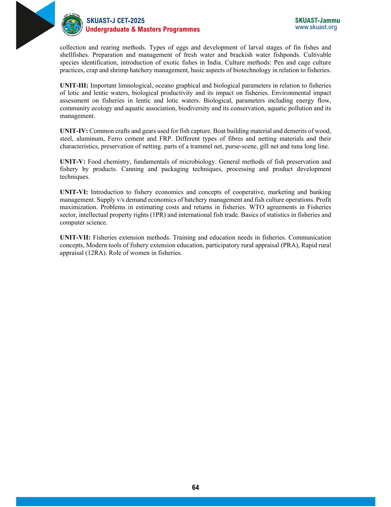 SKUAST Jammu CET Syllabus 2025 - Page 24