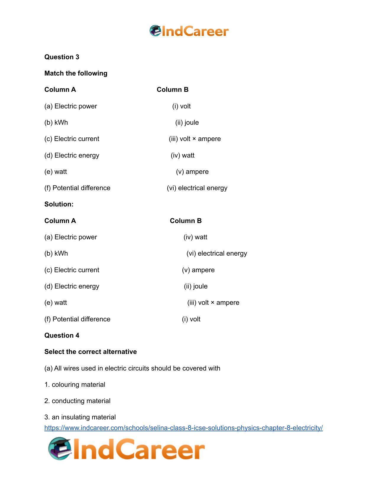 Selina Class 8 ICSE Solutions Physics : Chapter 8- Electricity - Page 4