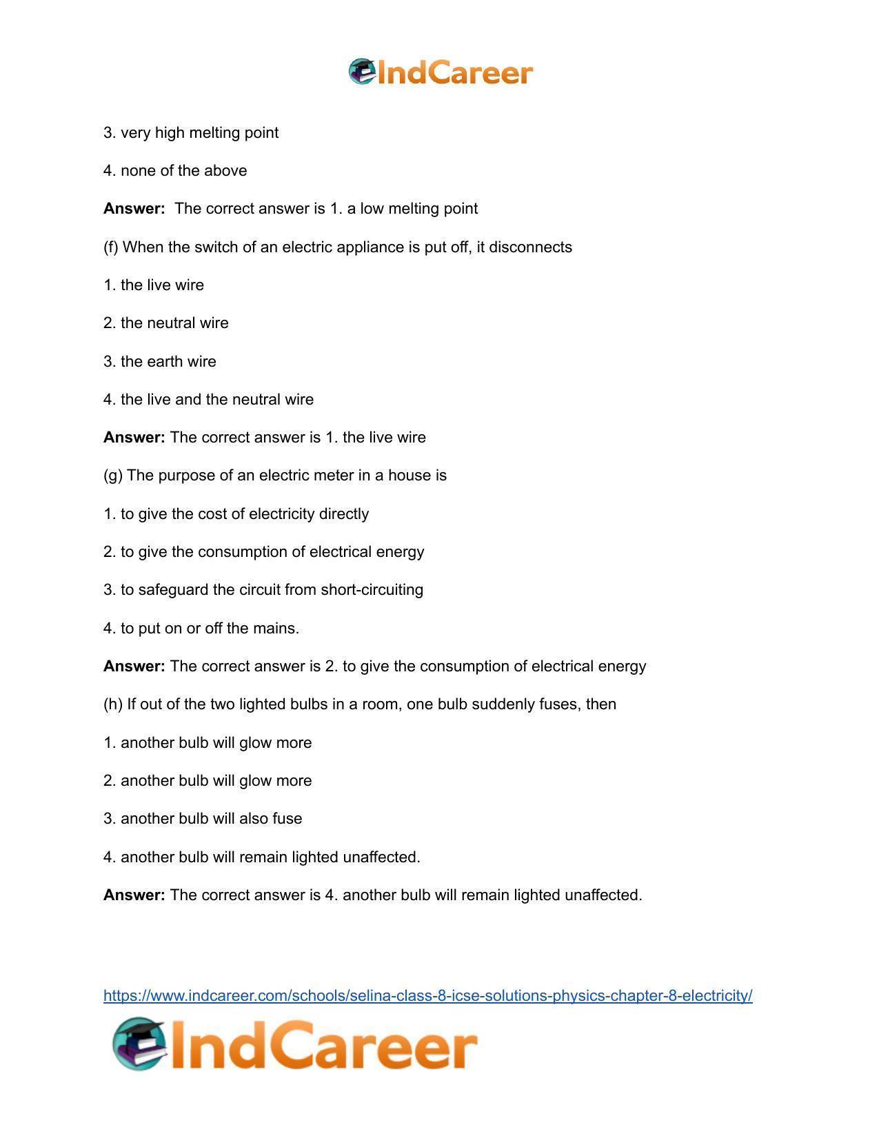 Selina Class 8 ICSE Solutions Physics : Chapter 8- Electricity - Page 6