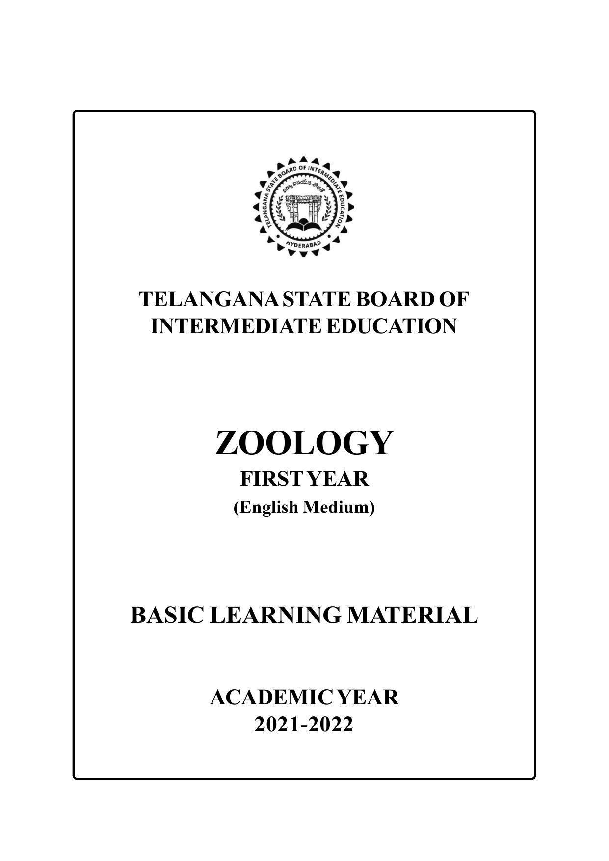 TS SCERT Inter 2nd Year Zoology I Path 1 (Telugu Medium) Text Book ...