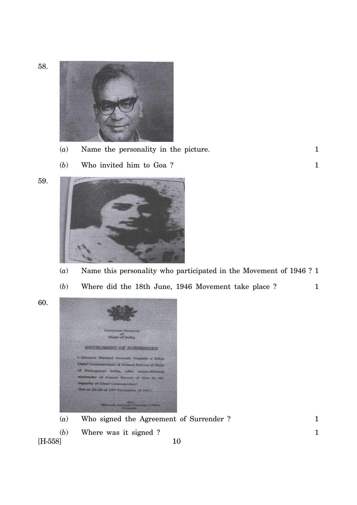 Goa Board Class 12 History -CWSN (March 2019) Question Paper - Page 10