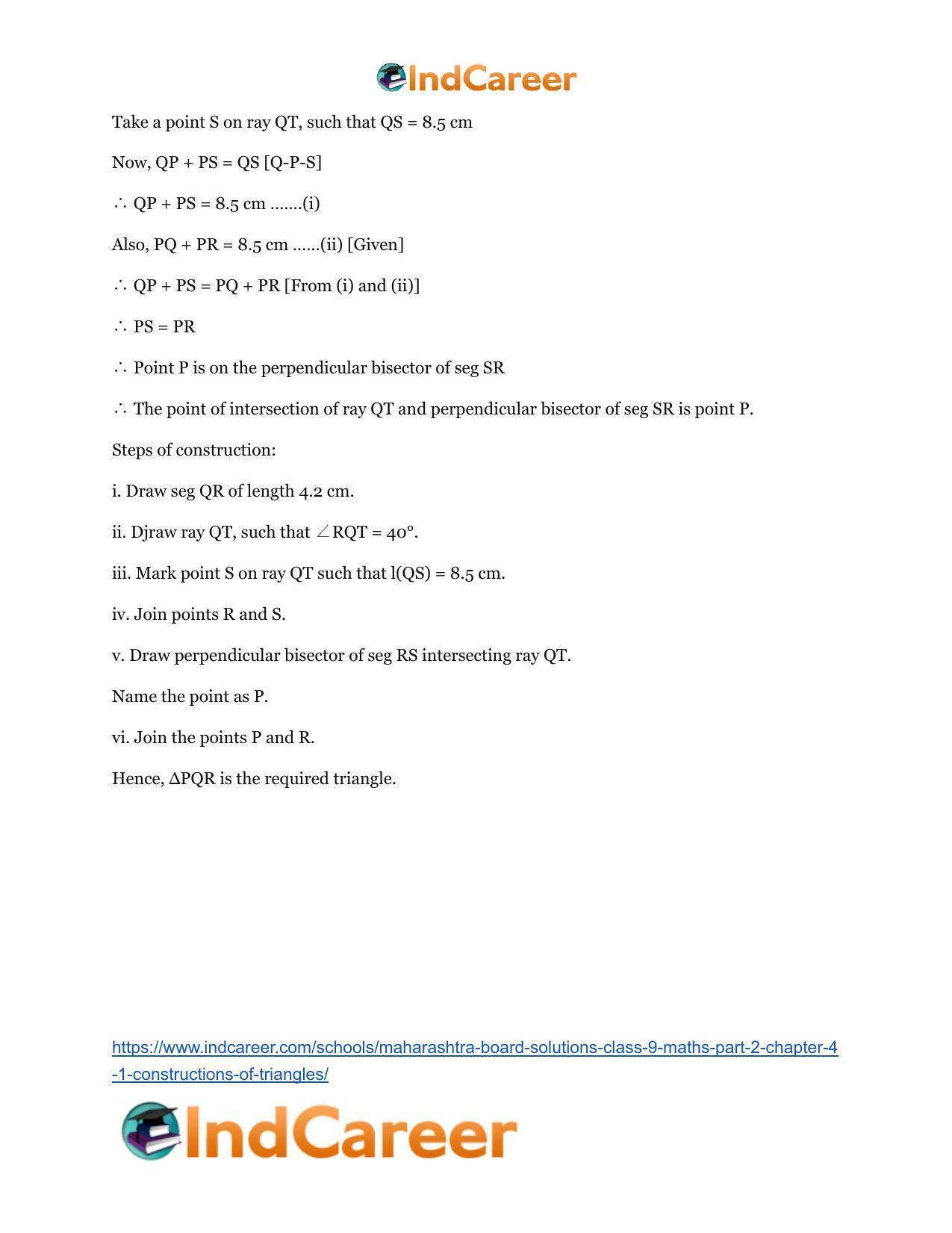 Maharashtra Board Solutions Class 9-Maths (Part 2): Chapter 4.1- Constructions of Triangles - Page 3
