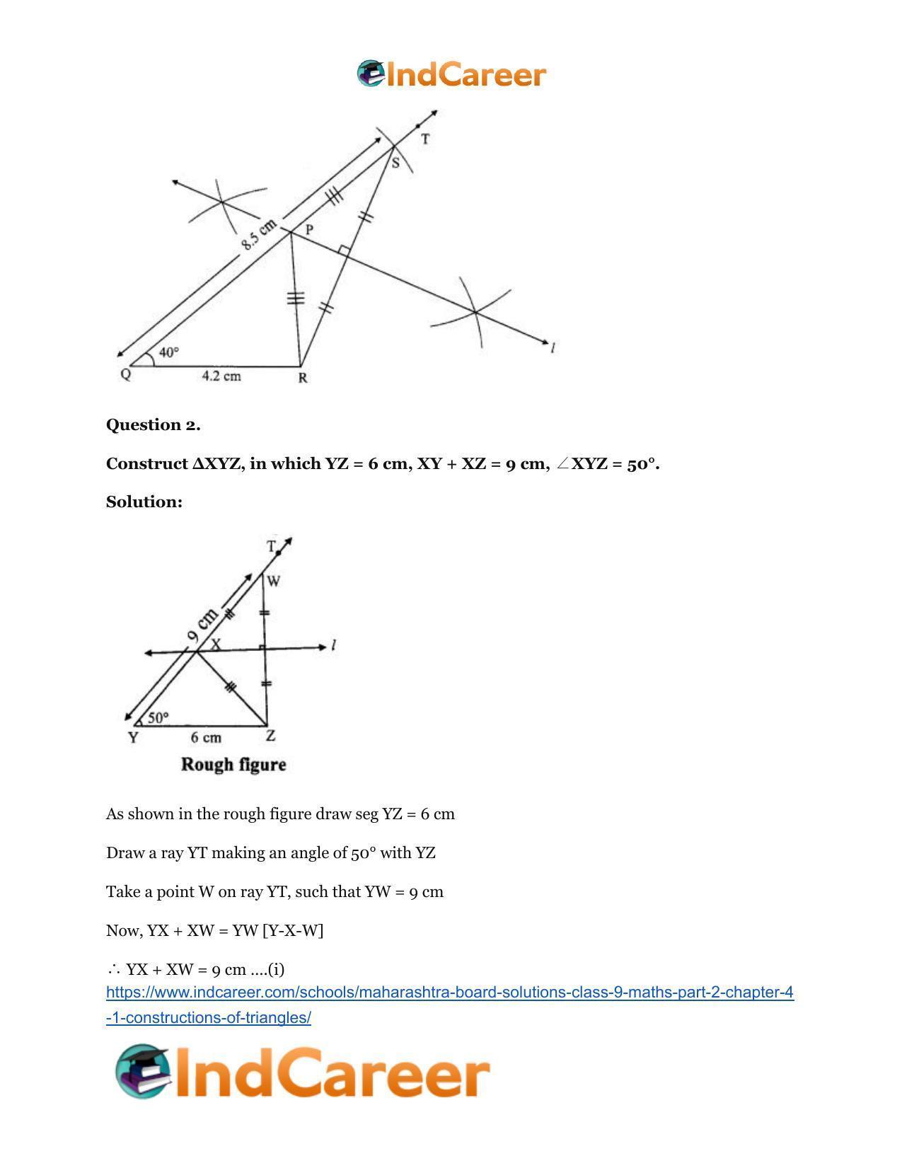 Maharashtra Board Solutions Class 9-Maths (Part 2): Chapter 4.1- Constructions of Triangles - Page 4