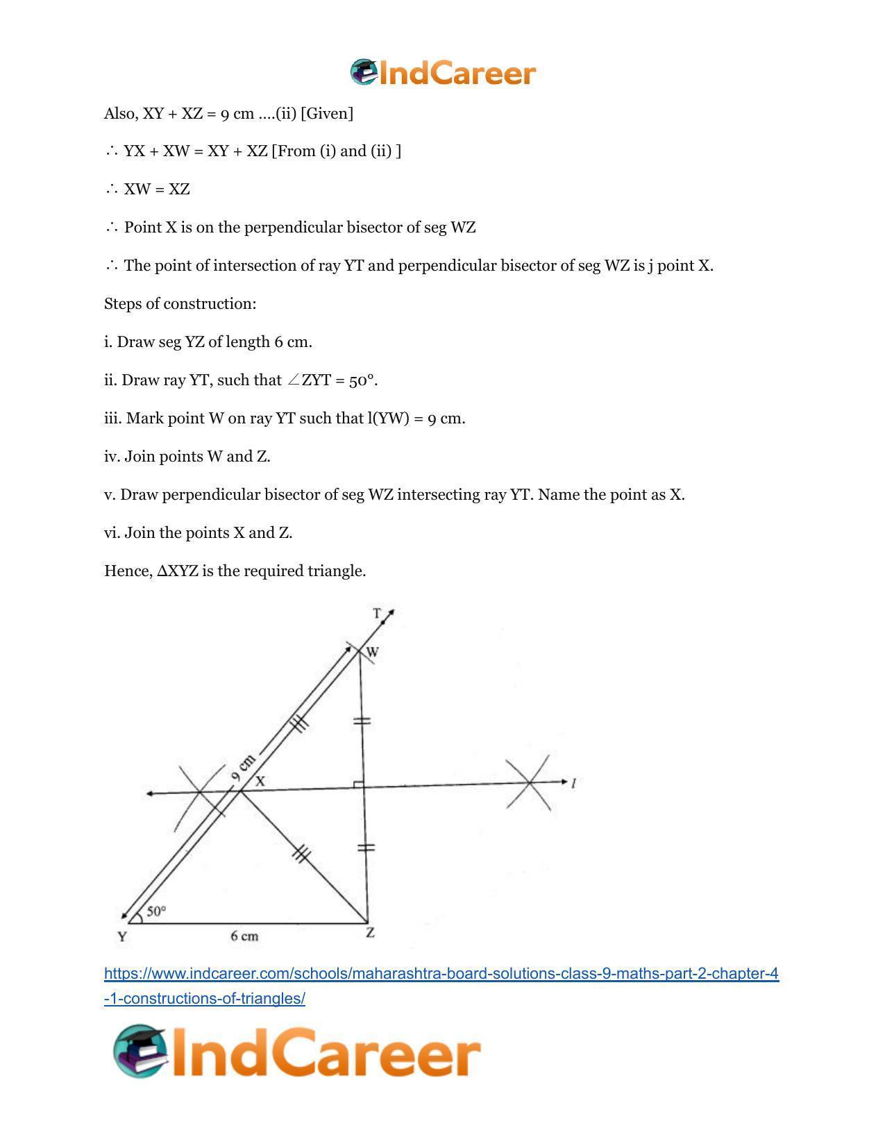 Maharashtra Board Solutions Class 9-Maths (Part 2): Chapter 4.1- Constructions of Triangles - Page 5