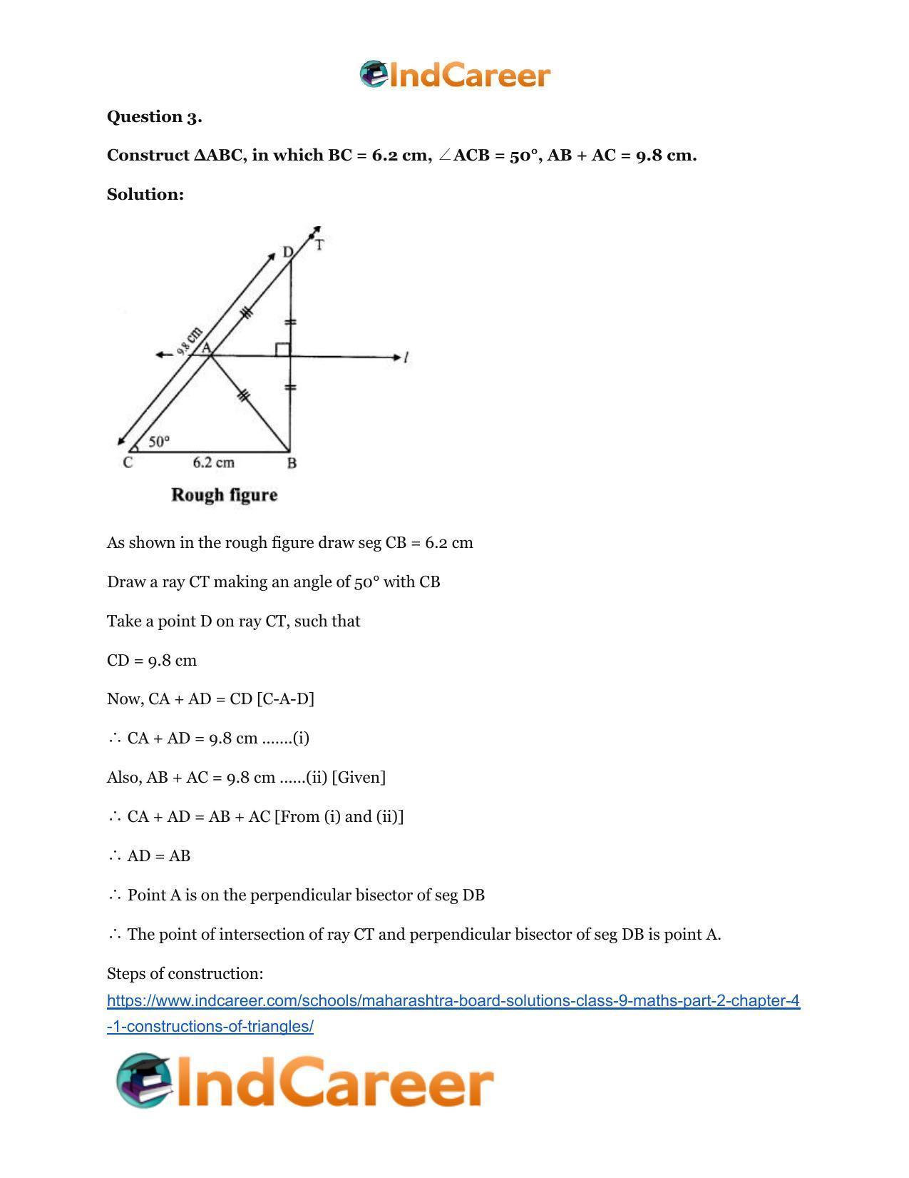 Maharashtra Board Solutions Class 9-Maths (Part 2): Chapter 4.1- Constructions of Triangles - Page 6