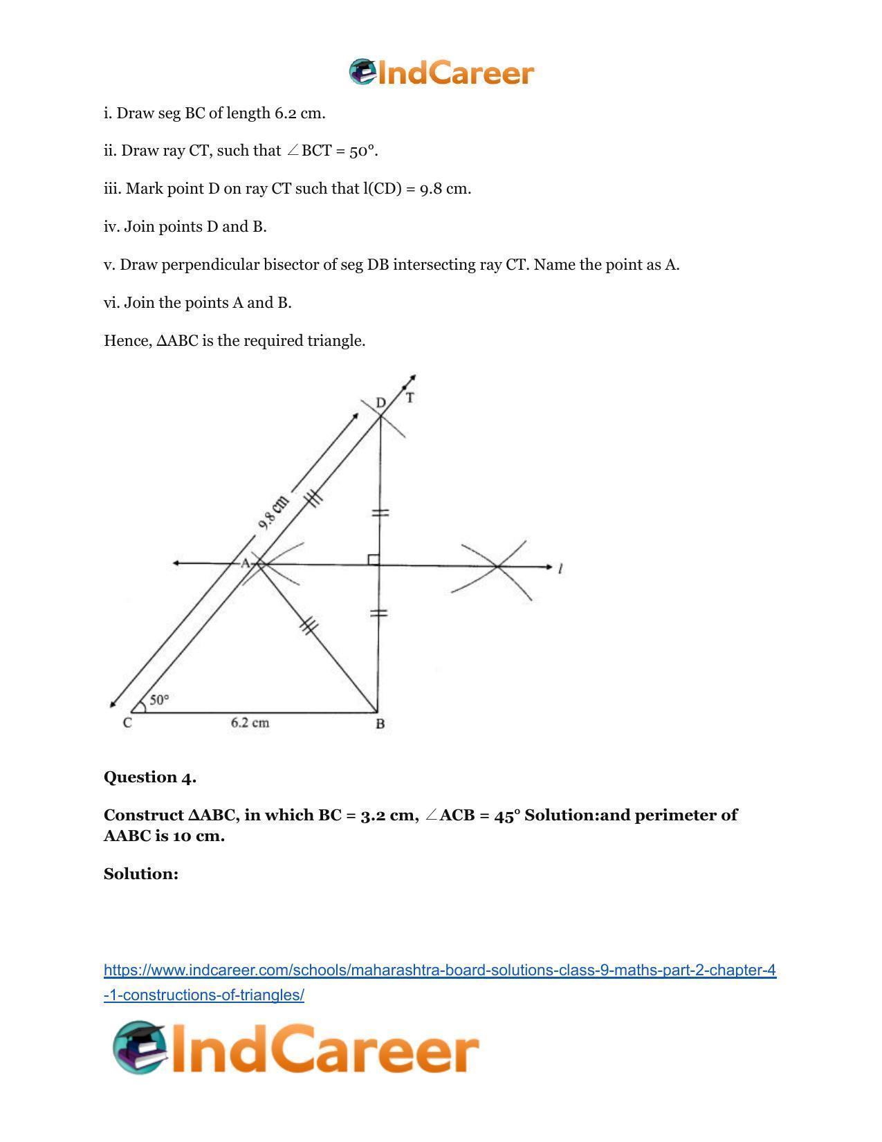 Maharashtra Board Solutions Class 9-Maths (Part 2): Chapter 4.1- Constructions of Triangles - Page 7