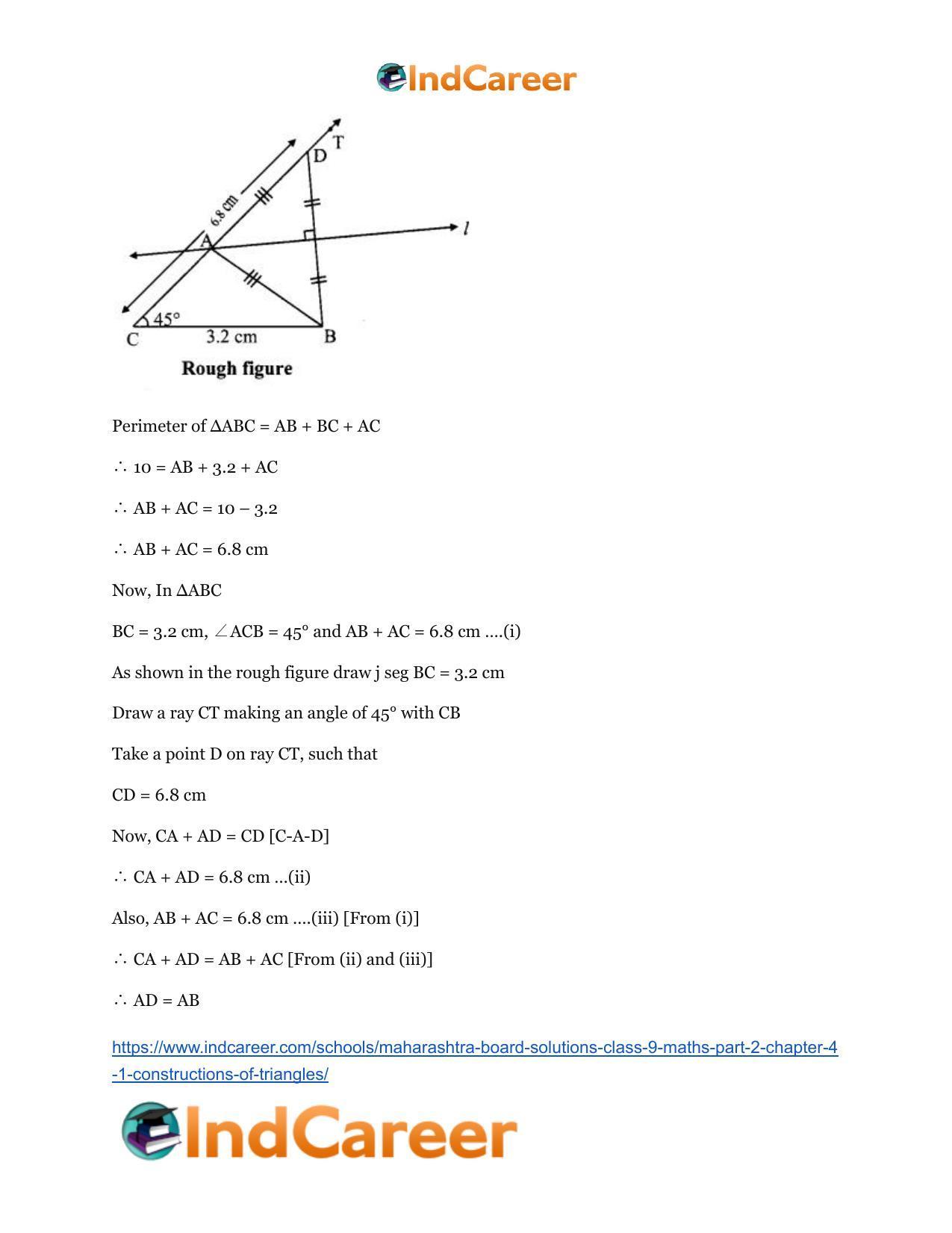 Maharashtra Board Solutions Class 9-Maths (Part 2): Chapter 4.1- Constructions of Triangles - Page 8