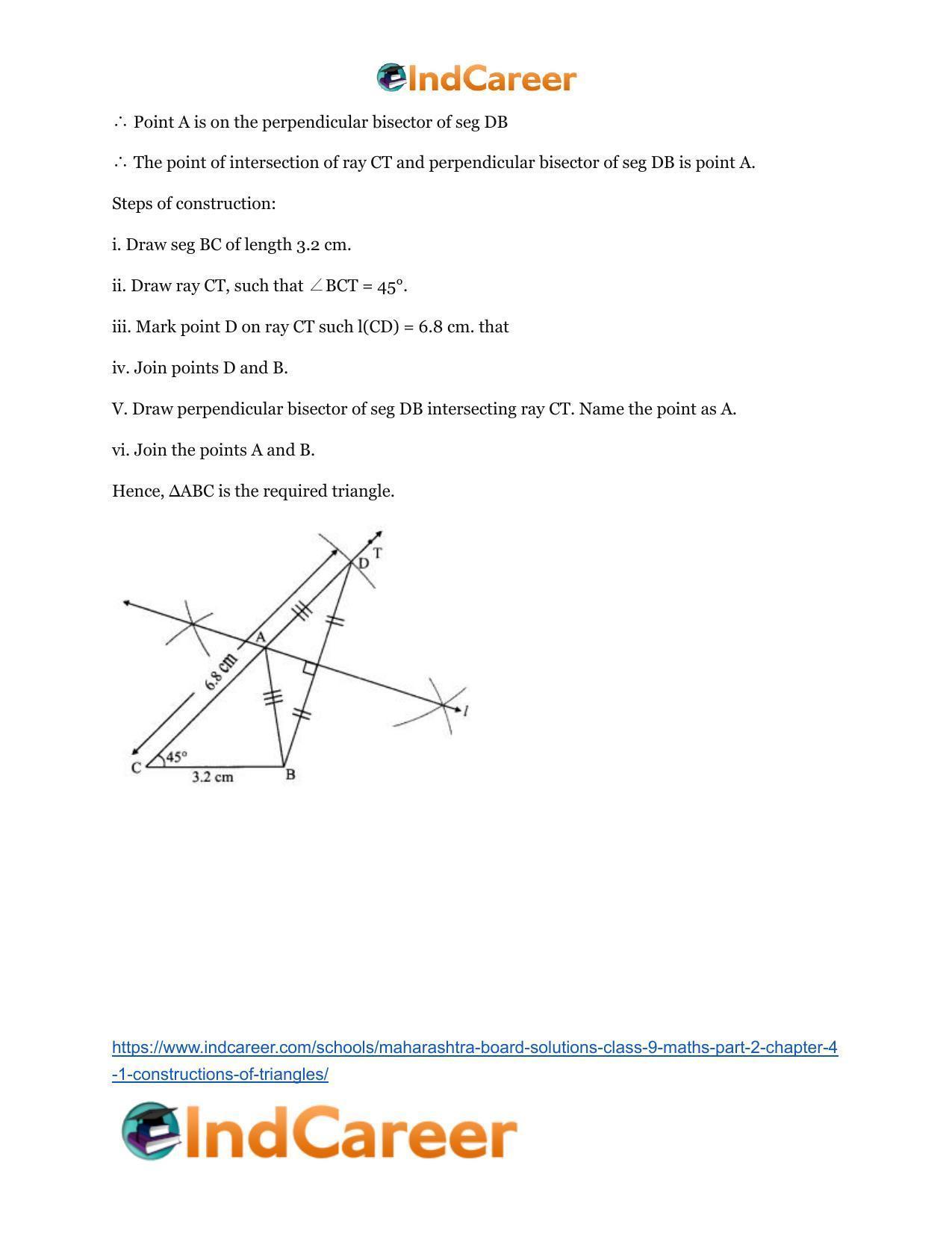 Maharashtra Board Solutions Class 9-Maths (Part 2): Chapter 4.1- Constructions of Triangles - Page 9