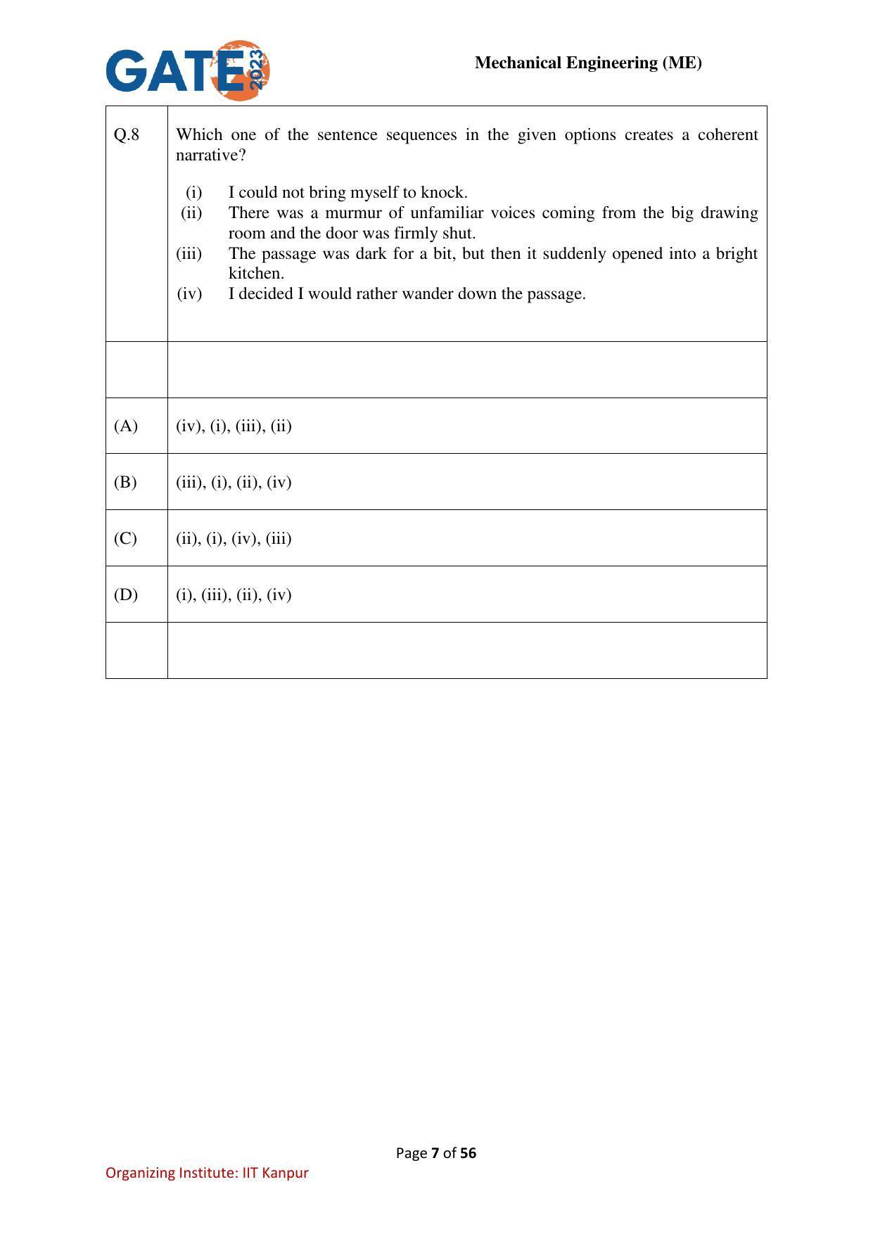 GATE 2023 Mechanical Engineering (ME) Question Paper - Page 7