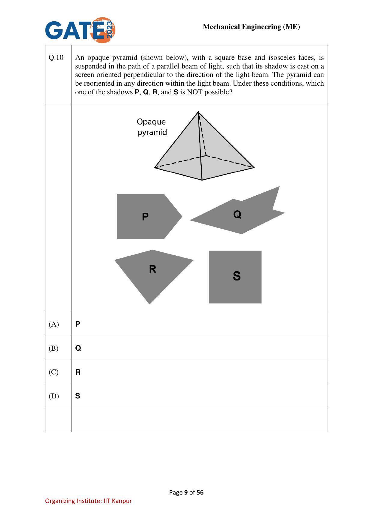 GATE 2023 Mechanical Engineering (ME) Question Paper - Page 9