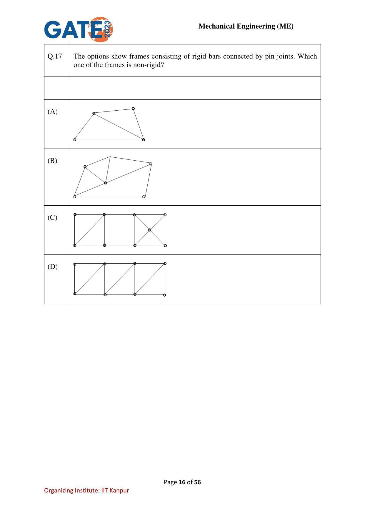 GATE 2023 Mechanical Engineering (ME) Question Paper - Page 16