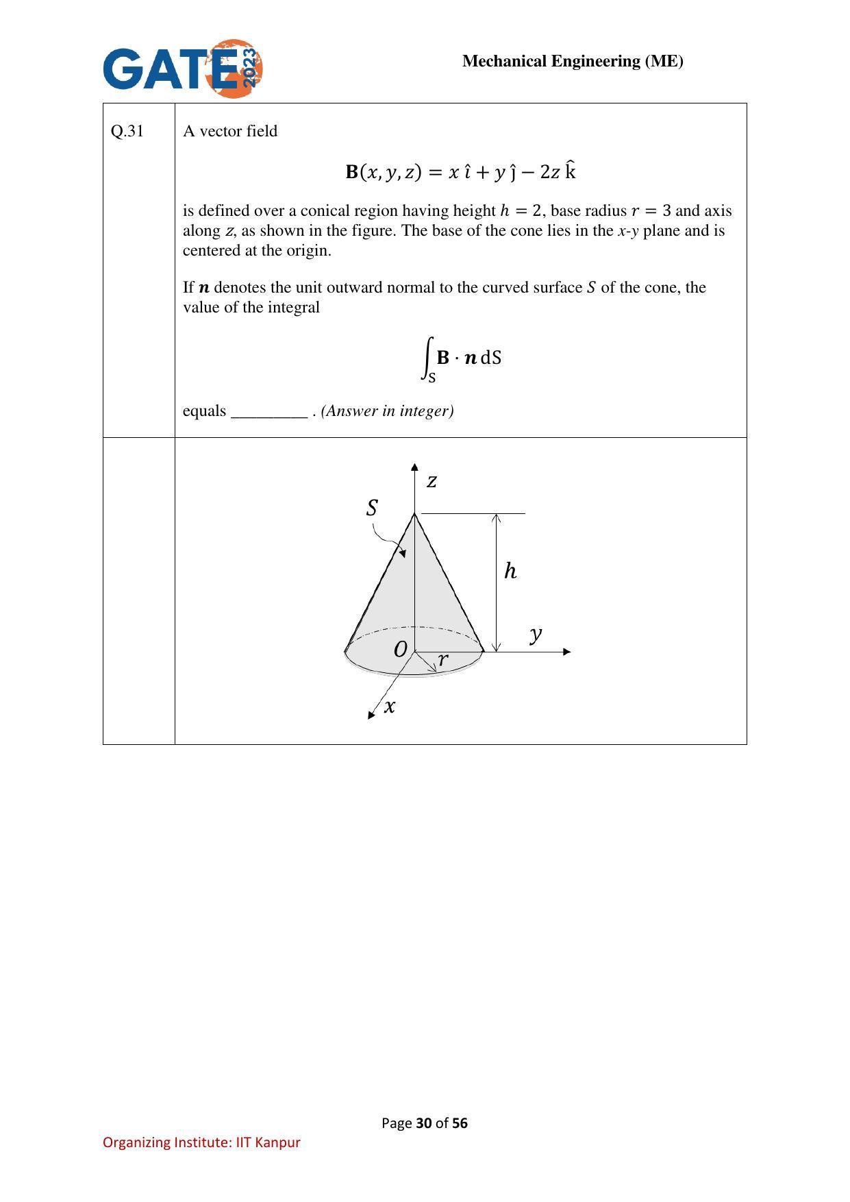 GATE 2023 Mechanical Engineering (ME) Question Paper - Page 30