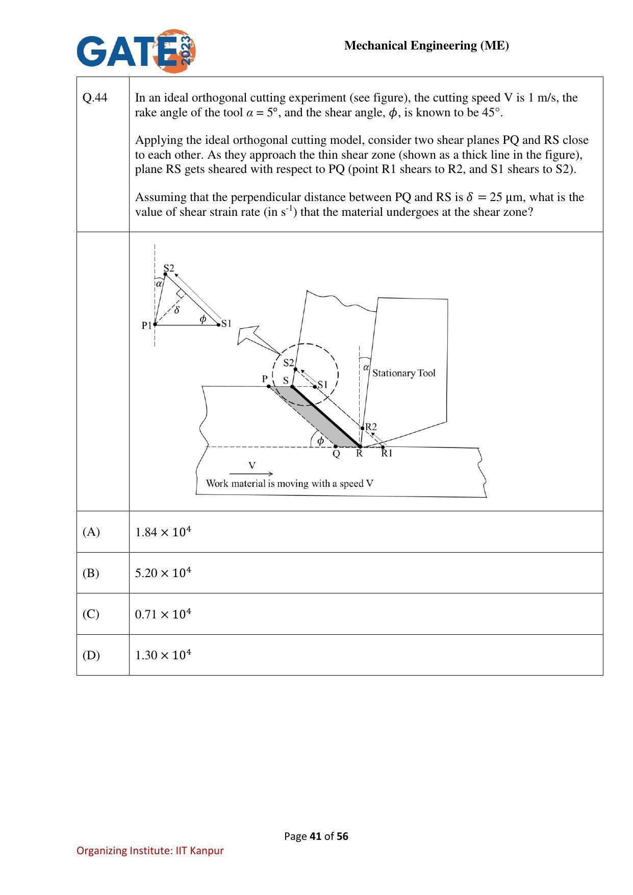 GATE 2023 Mechanical Engineering (ME) Question Paper - Page 41