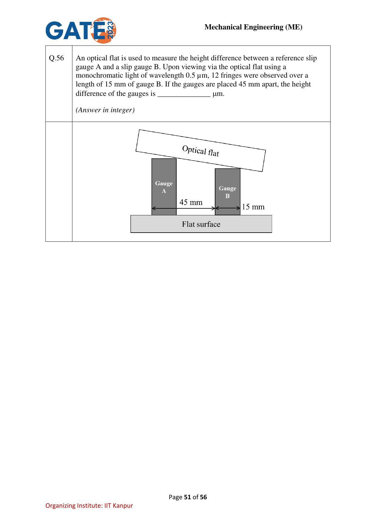 GATE 2023 Mechanical Engineering (ME) Question Paper - Page 51