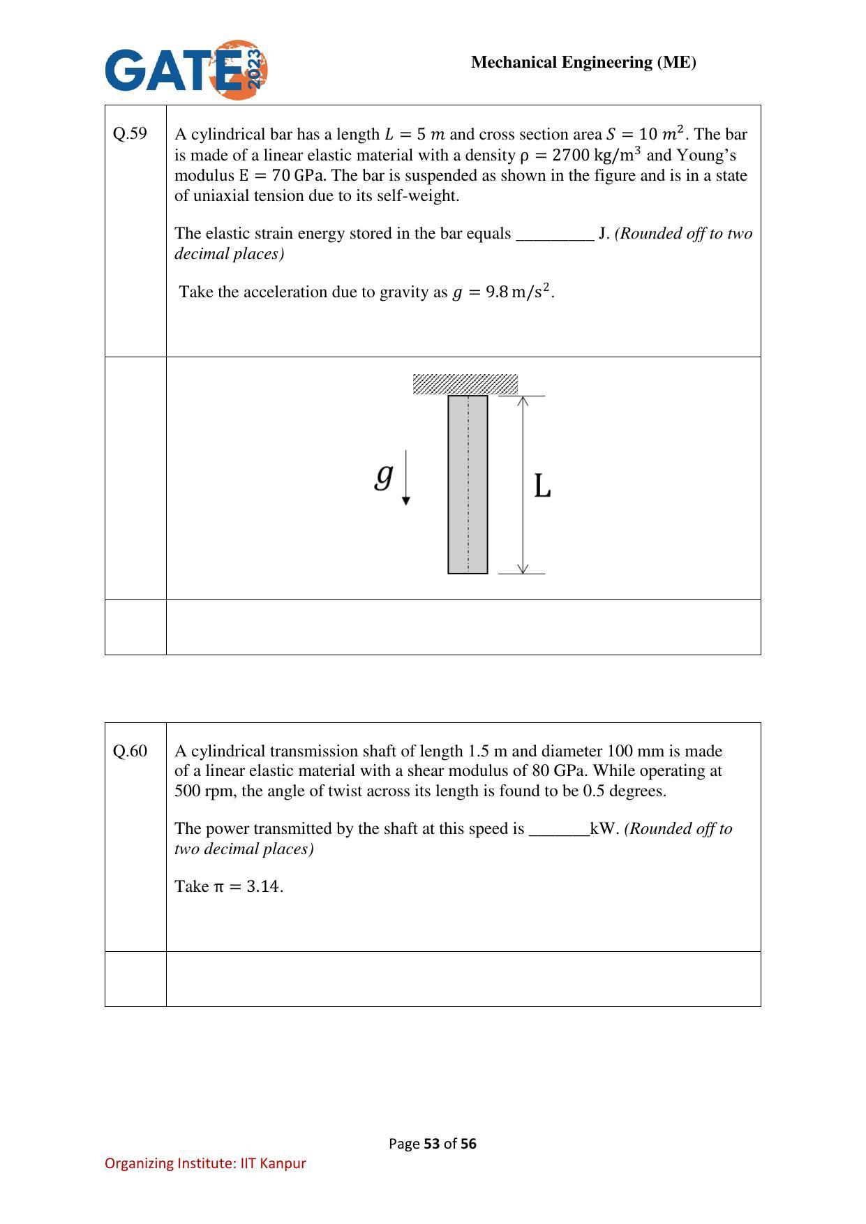 GATE 2023 Mechanical Engineering (ME) Question Paper - Page 53