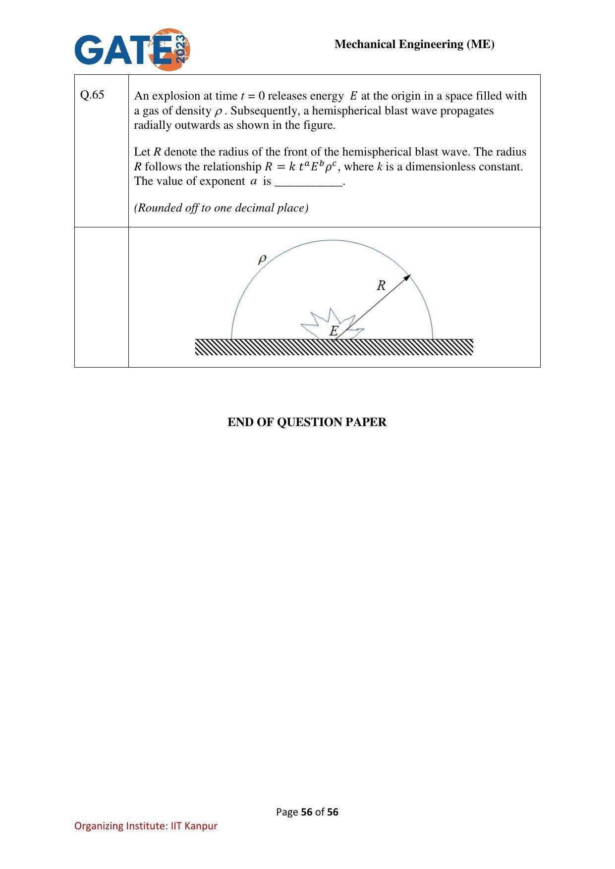 GATE 2023 Mechanical Engineering (ME) Question Paper - Page 56