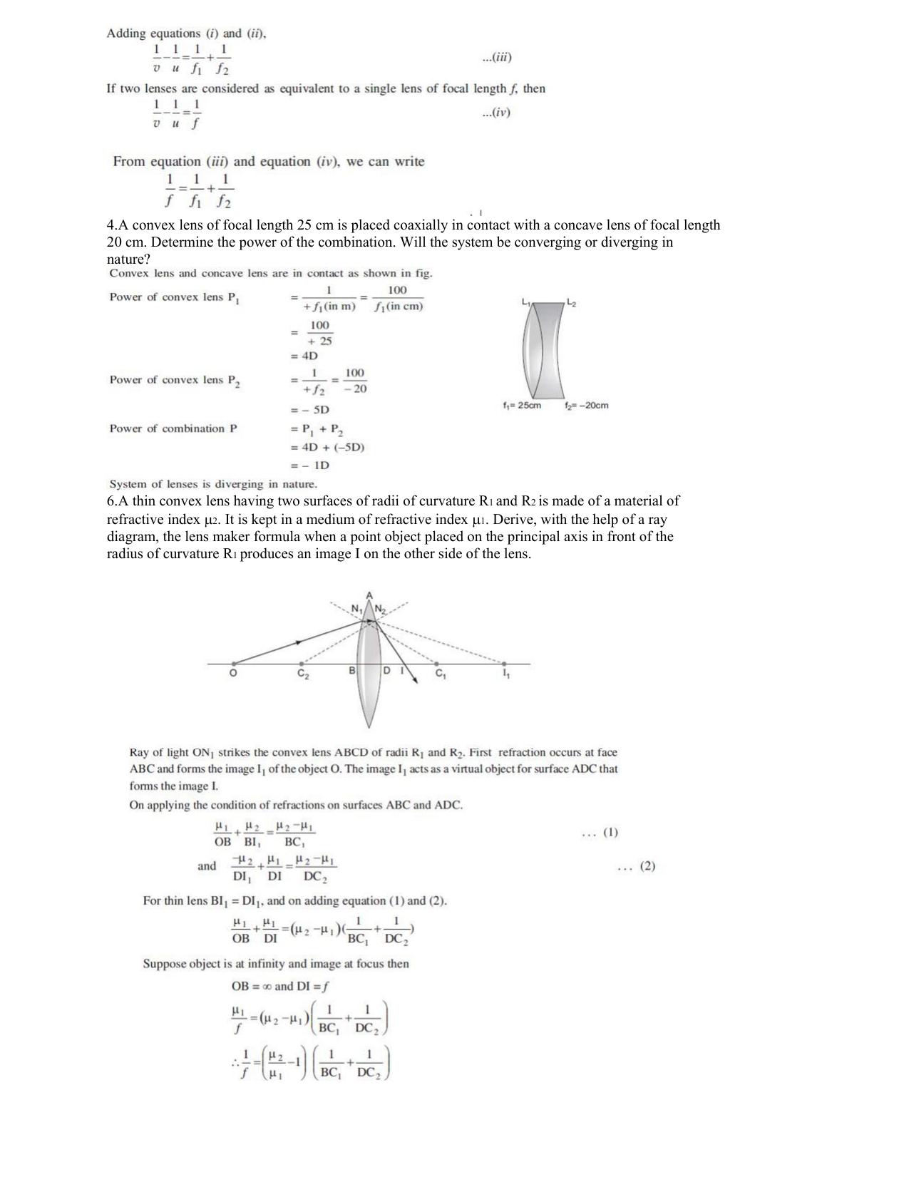 CBSE Class 12 Physics Worksheets for Optics - Page 2