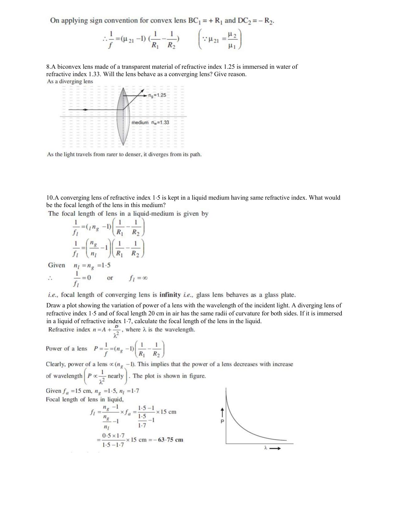 CBSE Class 12 Physics Worksheets for Optics - Page 3