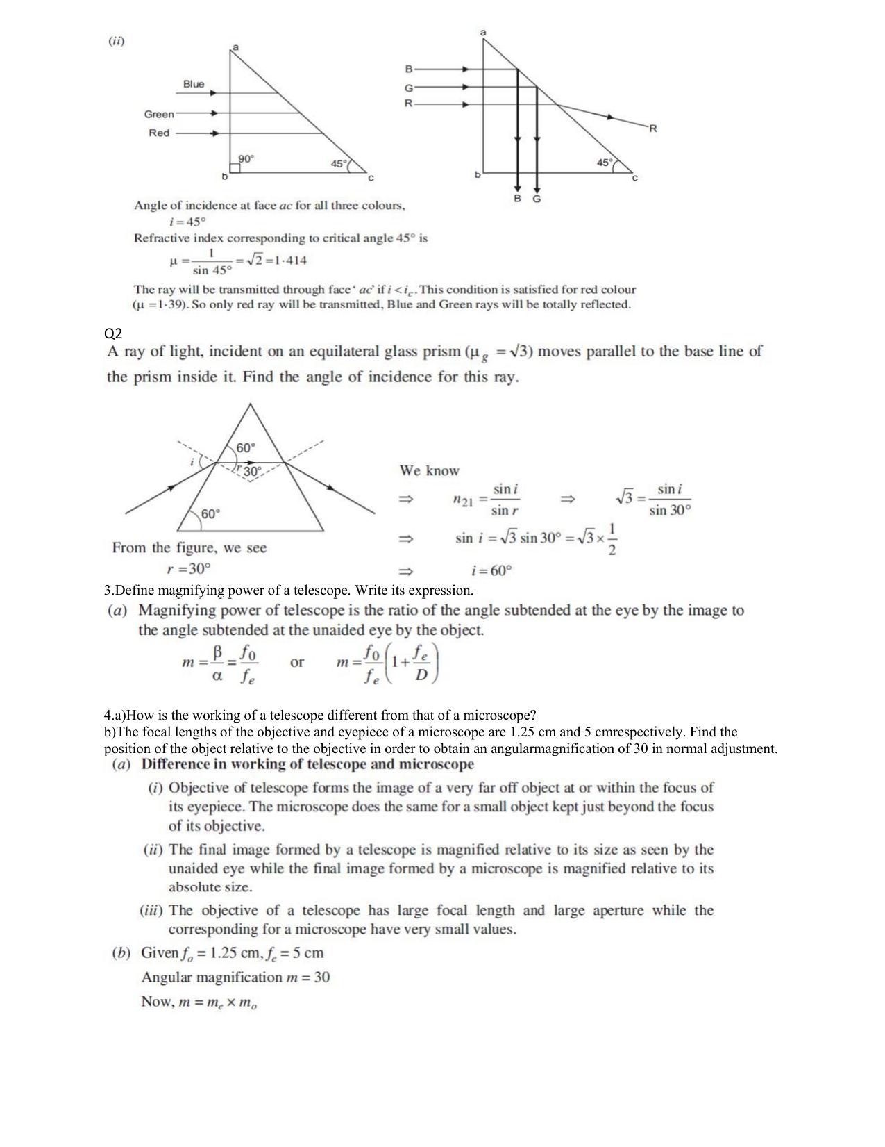 CBSE Class 12 Physics Worksheets for Optics - Page 6