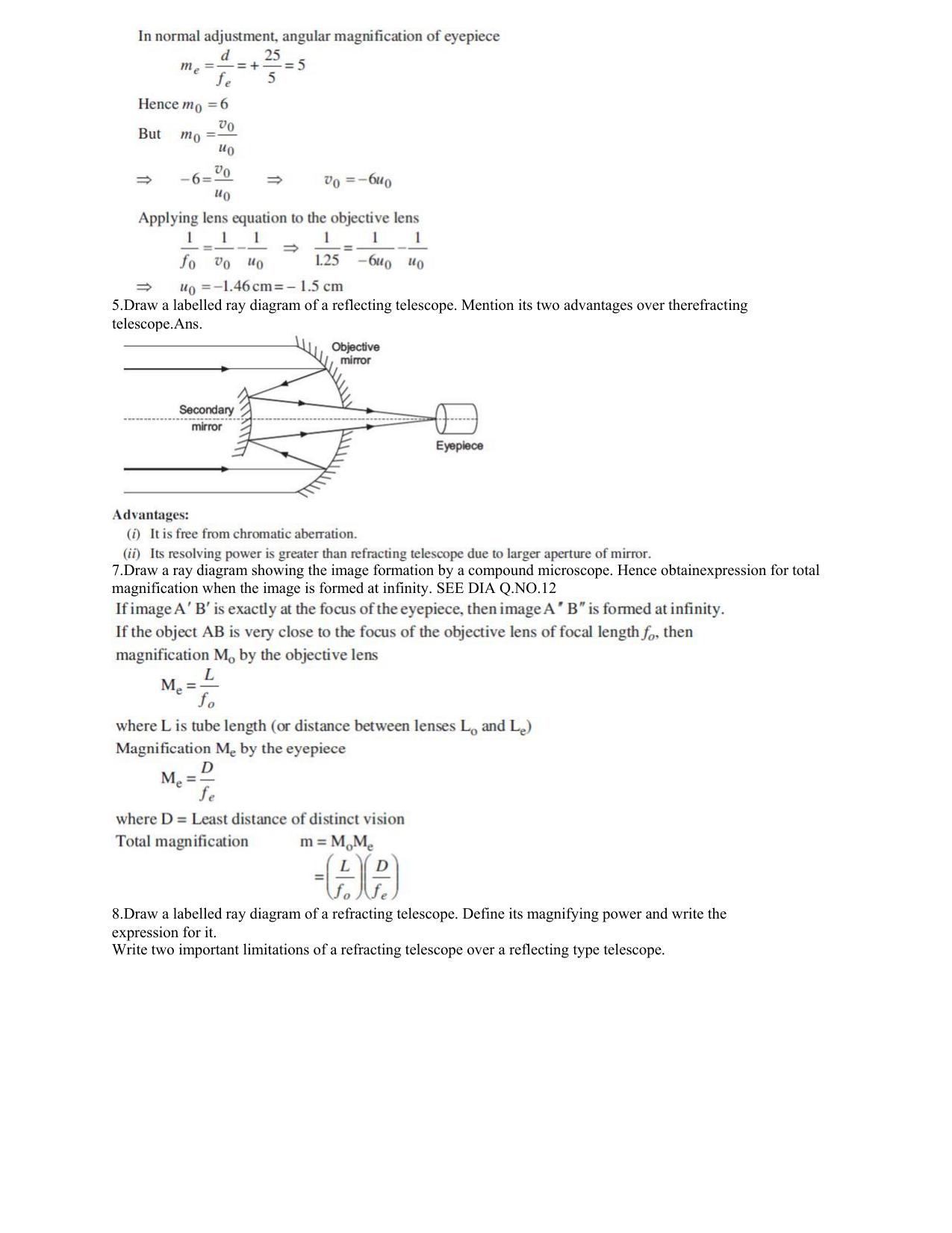 CBSE Class 12 Physics Worksheets for Optics - Page 7